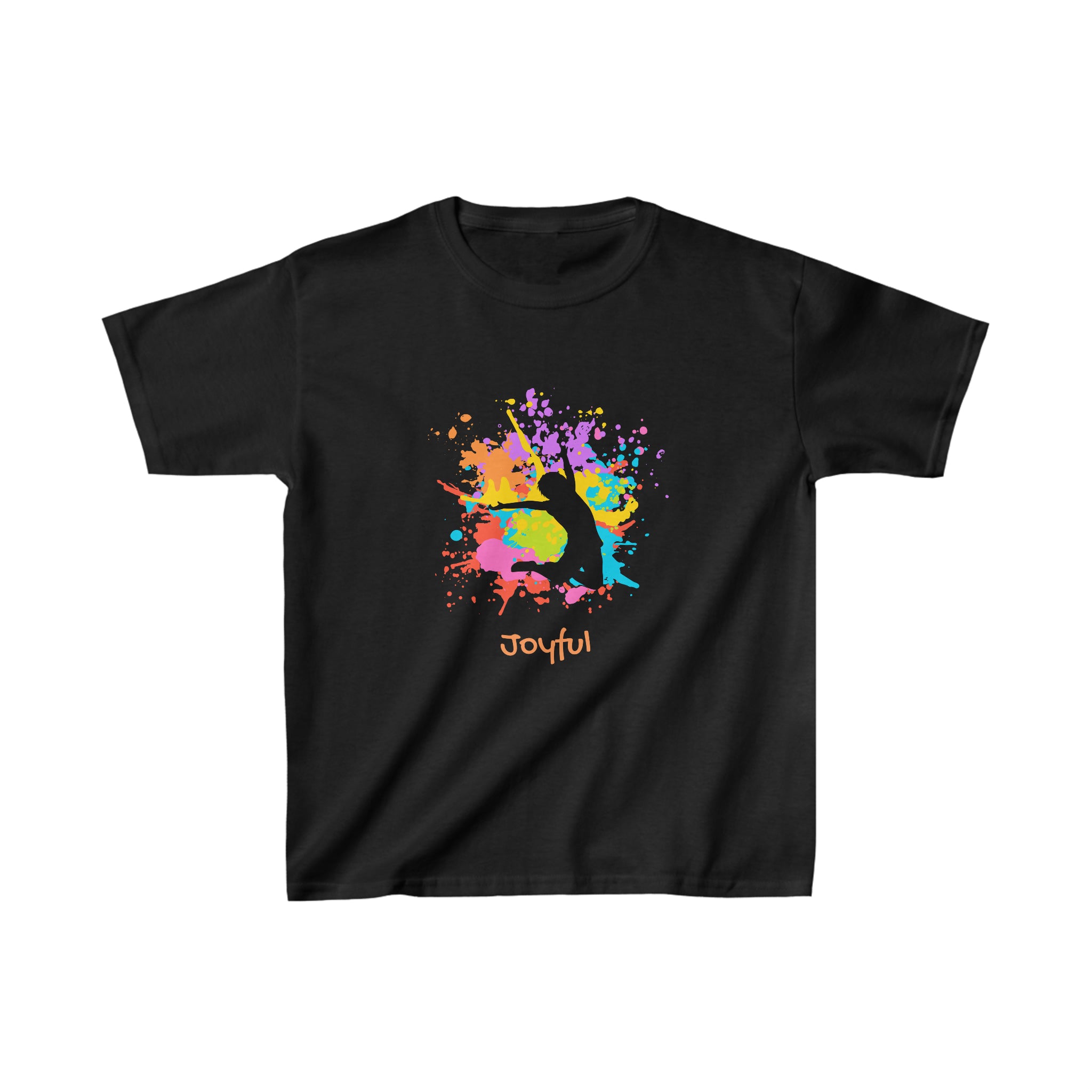 Youth unisex black T-Shirts with" Joyful" inspired graphic on front.