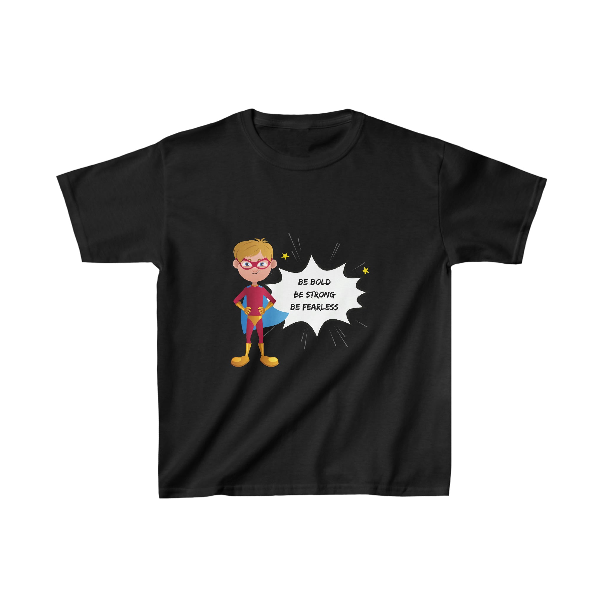 Youth Black Boys T-Shirt, Be Bold Be Strong Be Fearless images