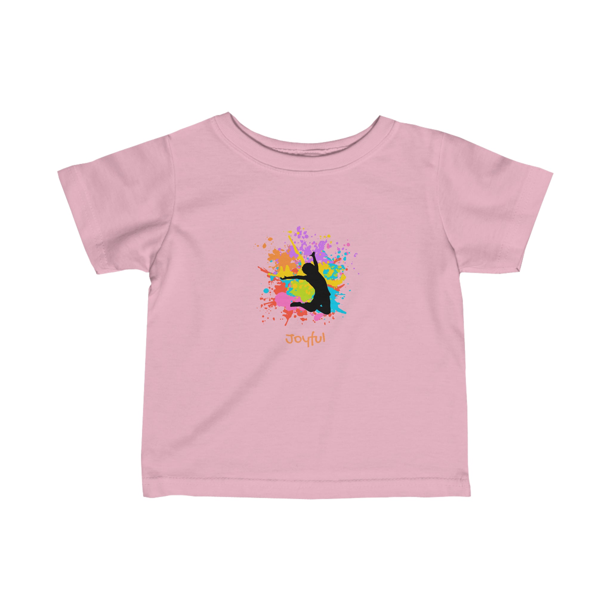 Infant unisex pink  T-Shirts with" Joyful" inspired graphic on front.