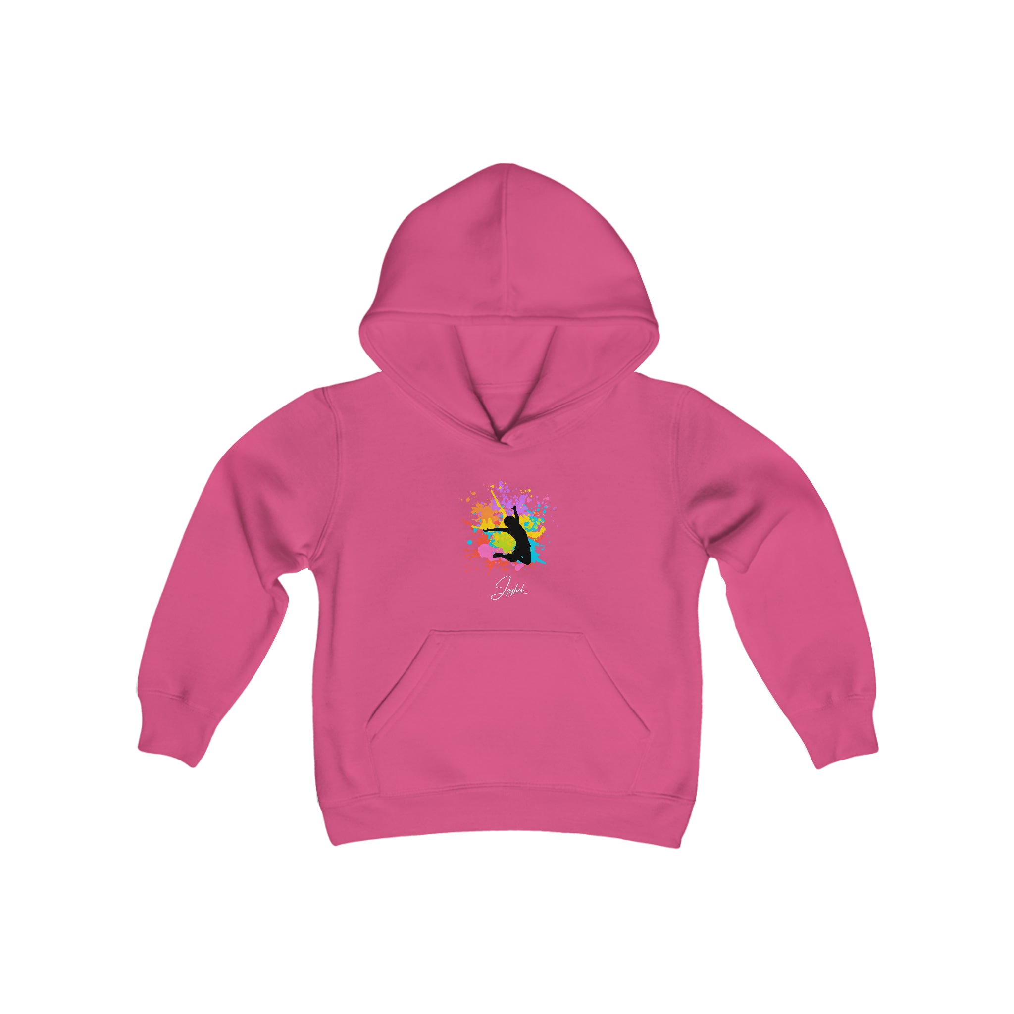 Youth unisex helicion hoodie with" Joyful" inspired graphic on front.
