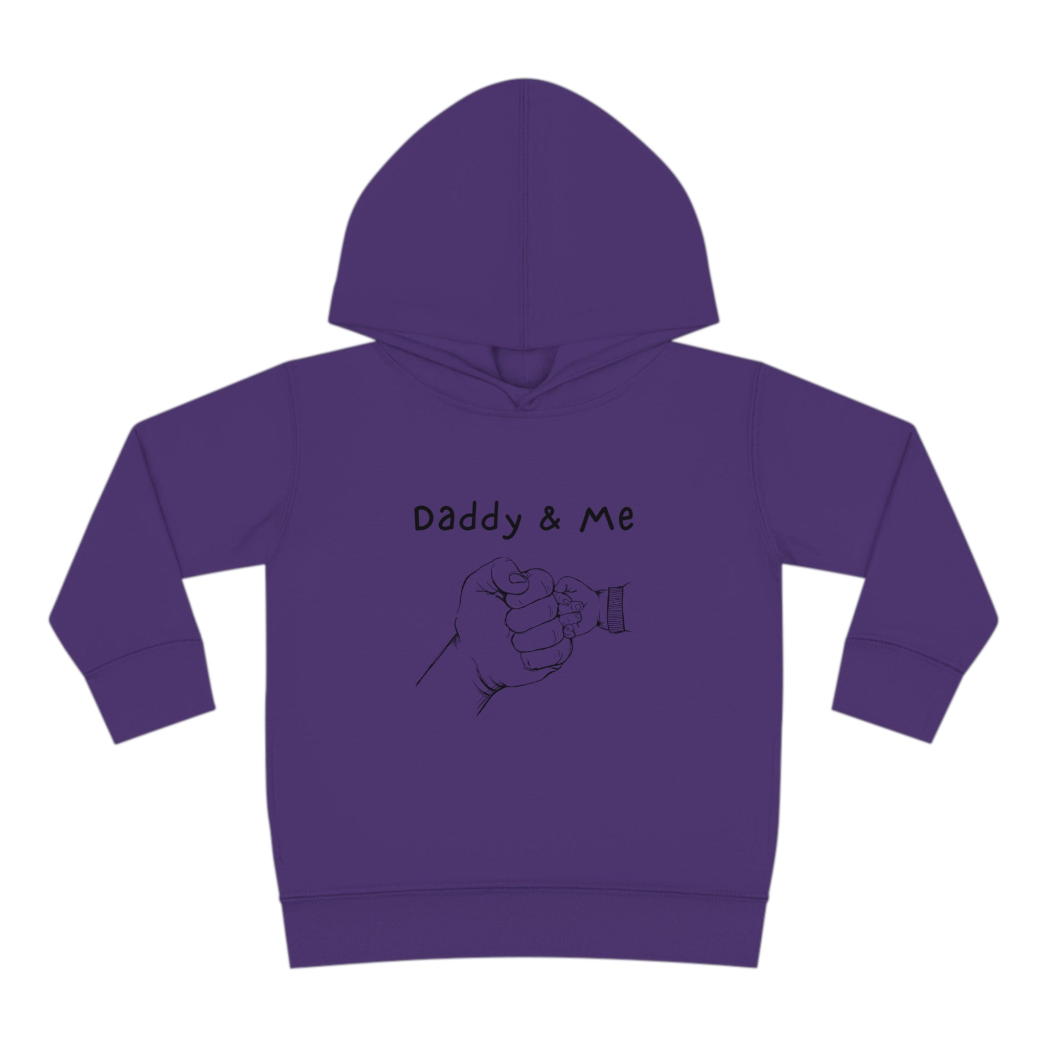 Toddler unisex purple hoodie " Daddy & Me" with fist bumps hands on front.