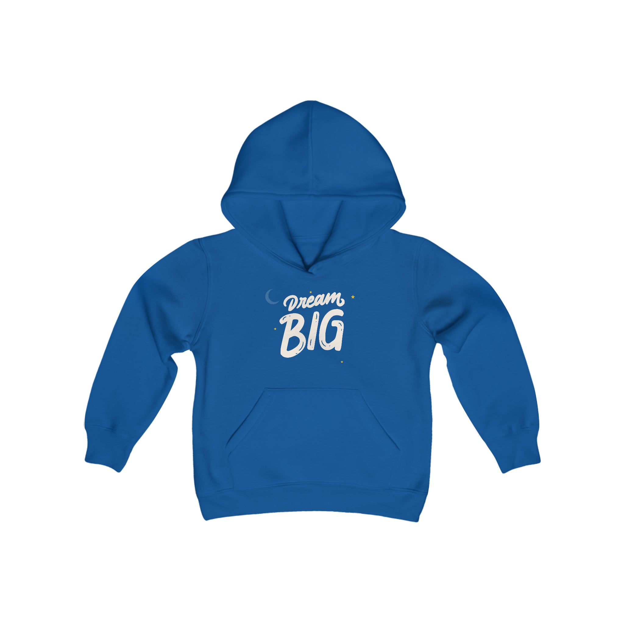 Youth Unisex Royal Hoodie with Dream Big On front .