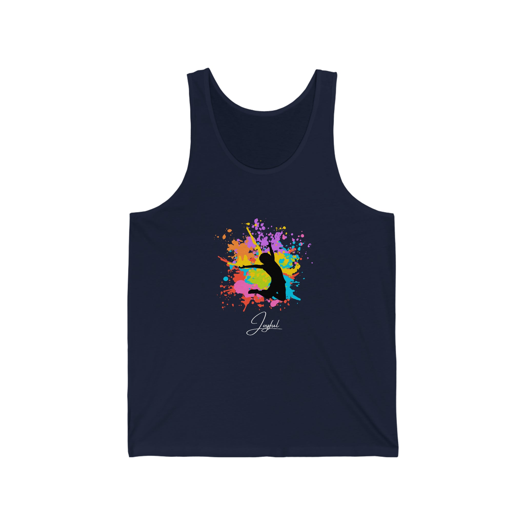 Adult women blue Tank Top " Joyful" with color splash