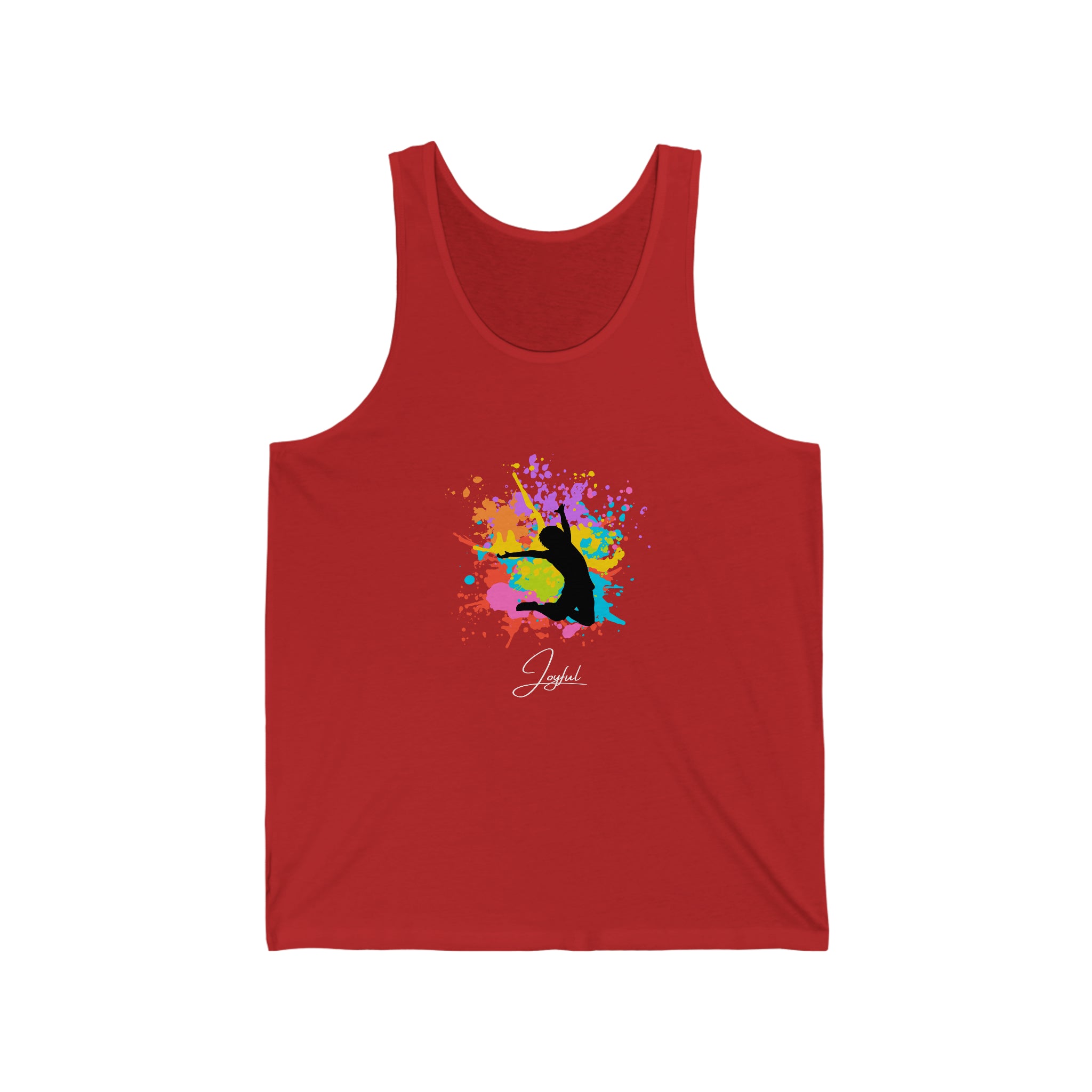 Adult women red  Tank Top " Joyful" with color splash