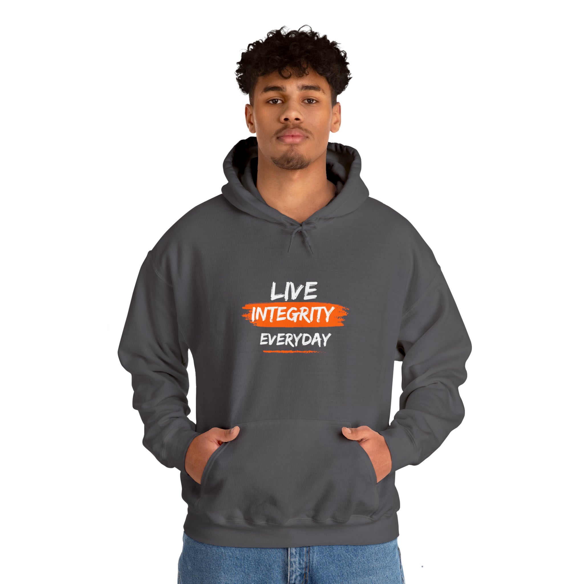 Adult women sports grey hoodie " Live Integrity Everyday" inspired images