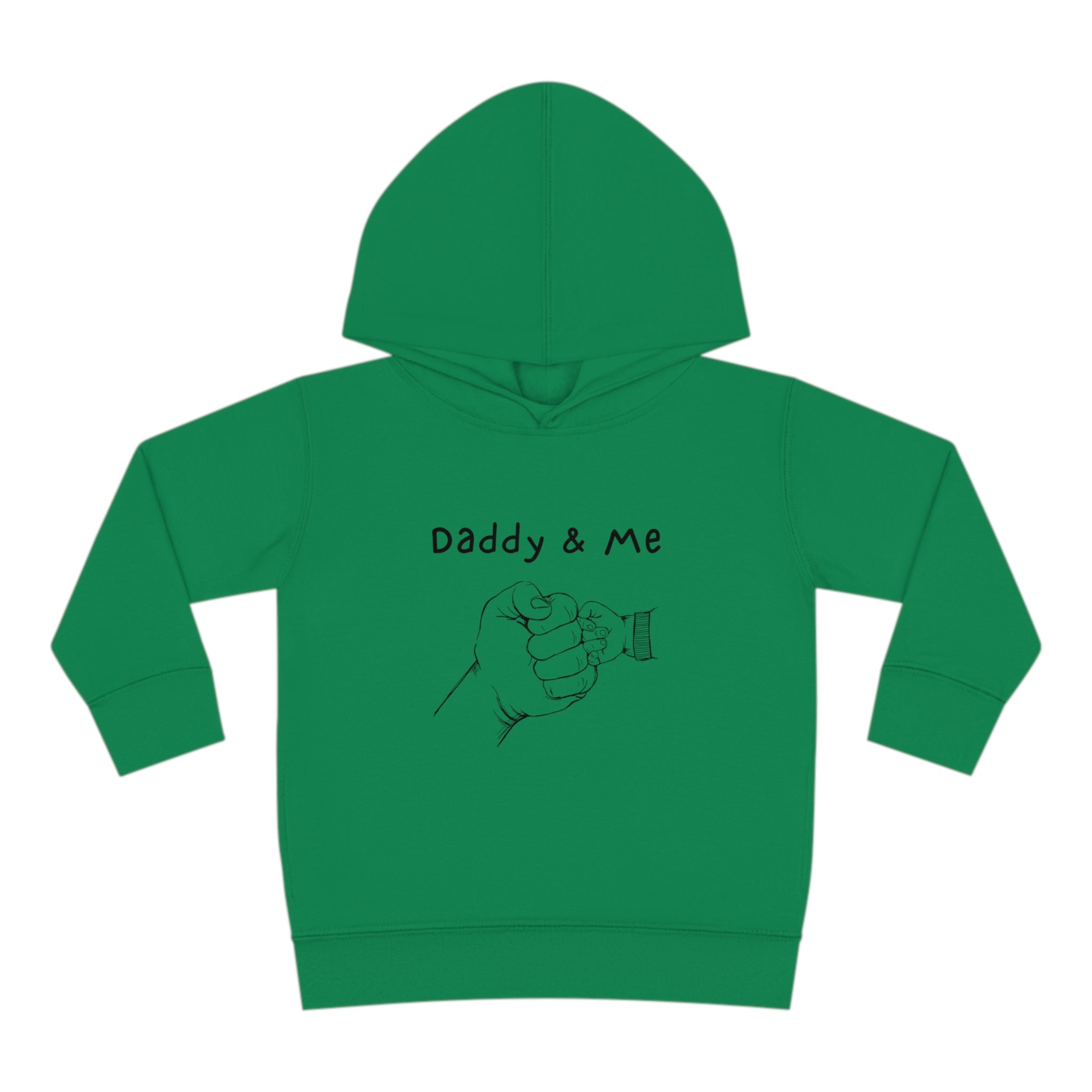 Toddler unisex irish green hoodie " Daddy & Me" with fist bumps hands on front.