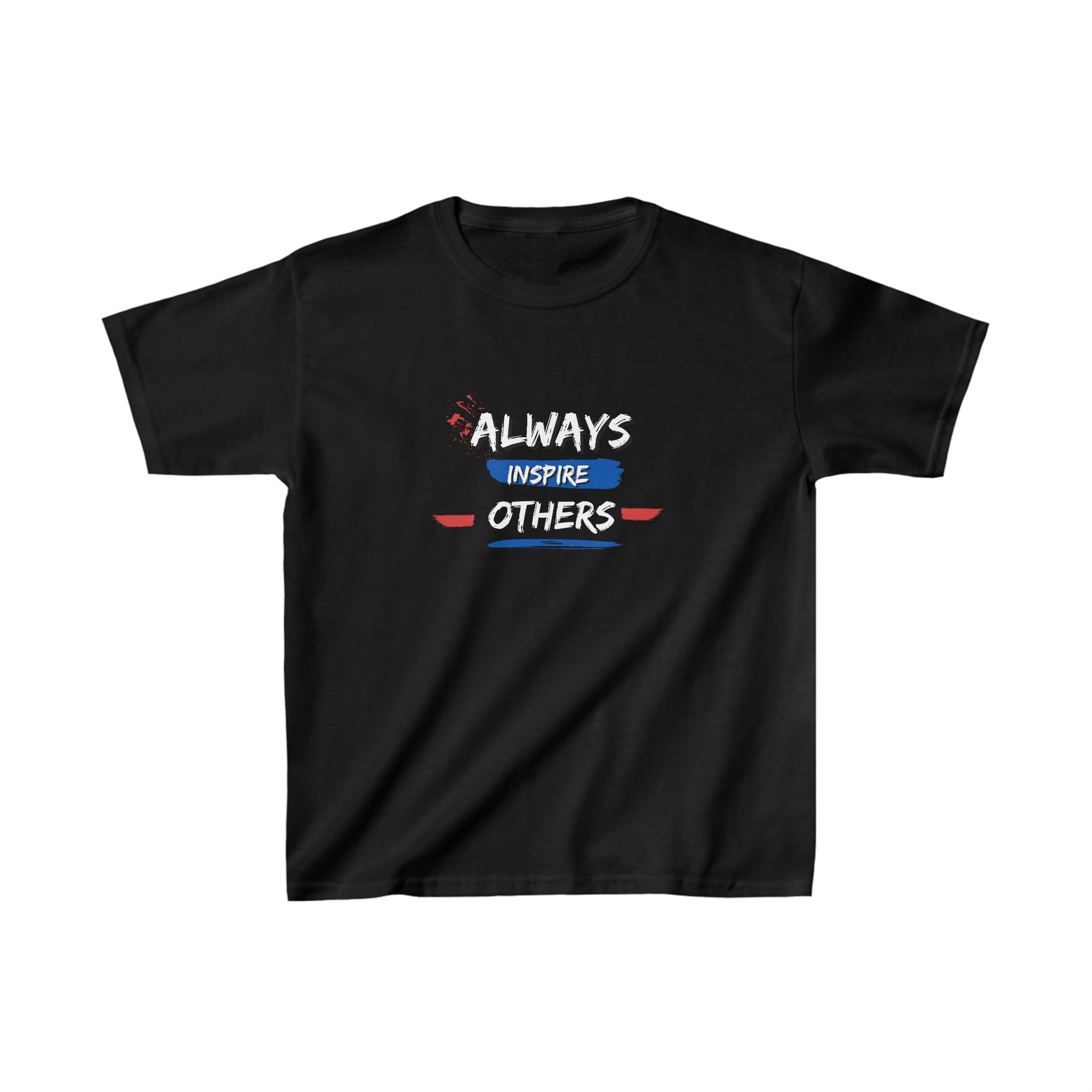 Youth unisex black T-Shirt with "Always Inspire Others" motivational image on front.