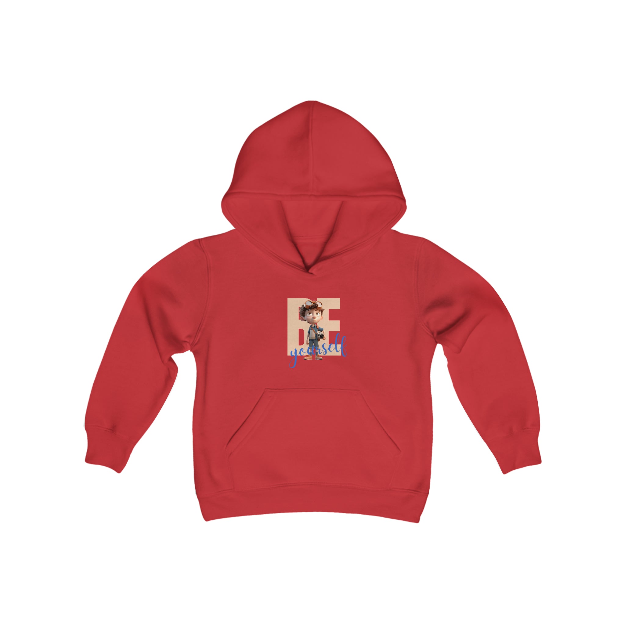 Youth Boy Red sweatshirt with " BE Yourself" Graphic on front