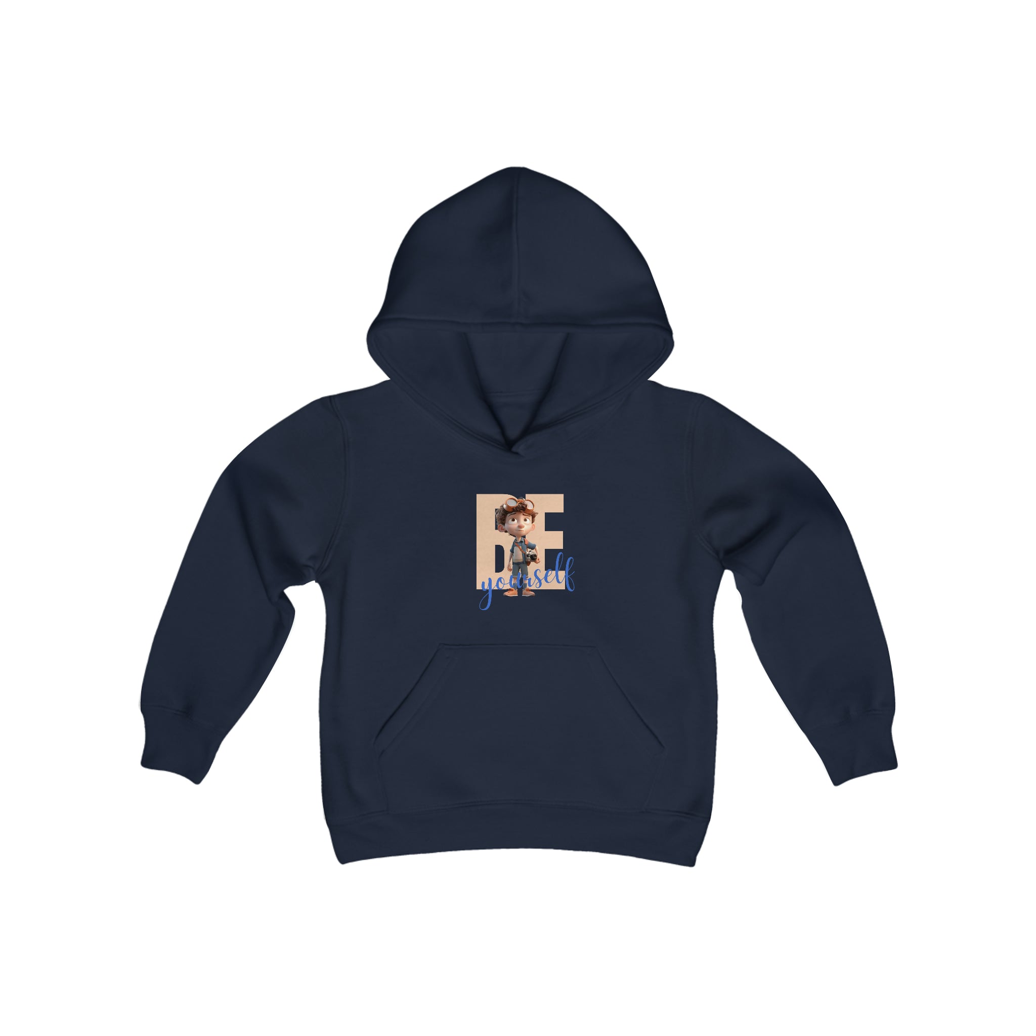 Youth Boy navy sweatshirt with " BE Yourself" Graphic on front