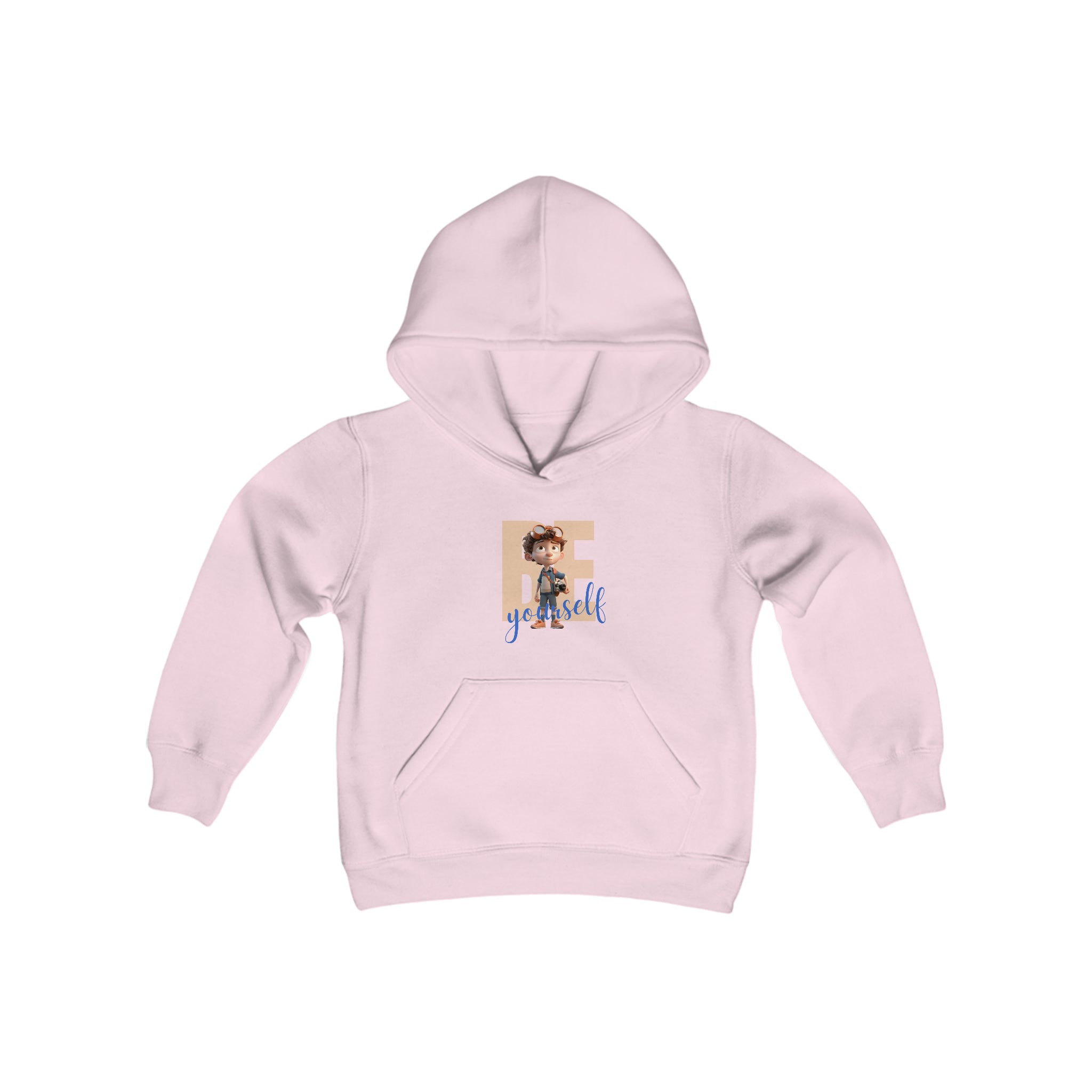 Youth Boy light pink sweatshirt with " BE Yourself" Graphic on front
