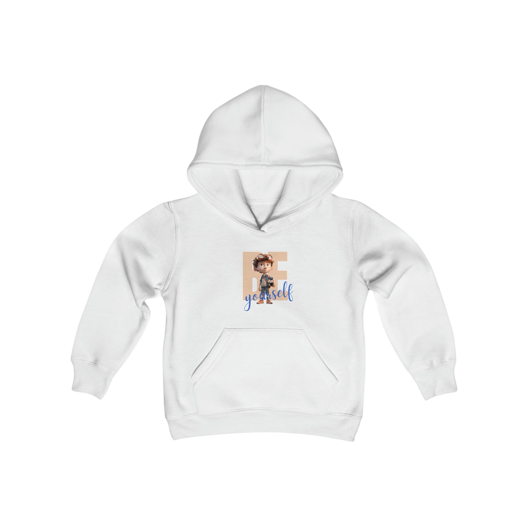Youth Boy white sweatshirt with " BE Yourself" Graphic on front