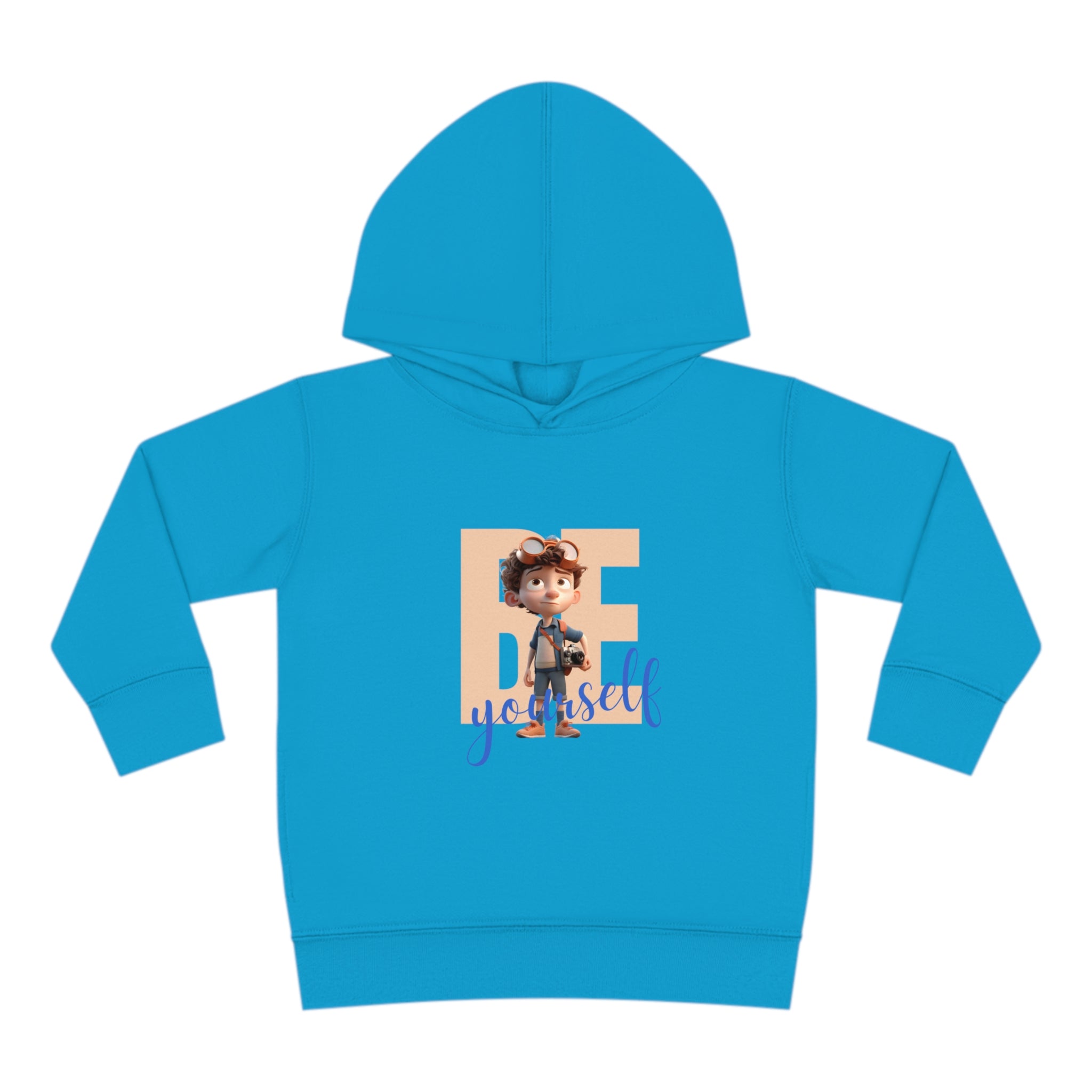 Toddler boy turquoise hoodie " Be Yourself" Image on front