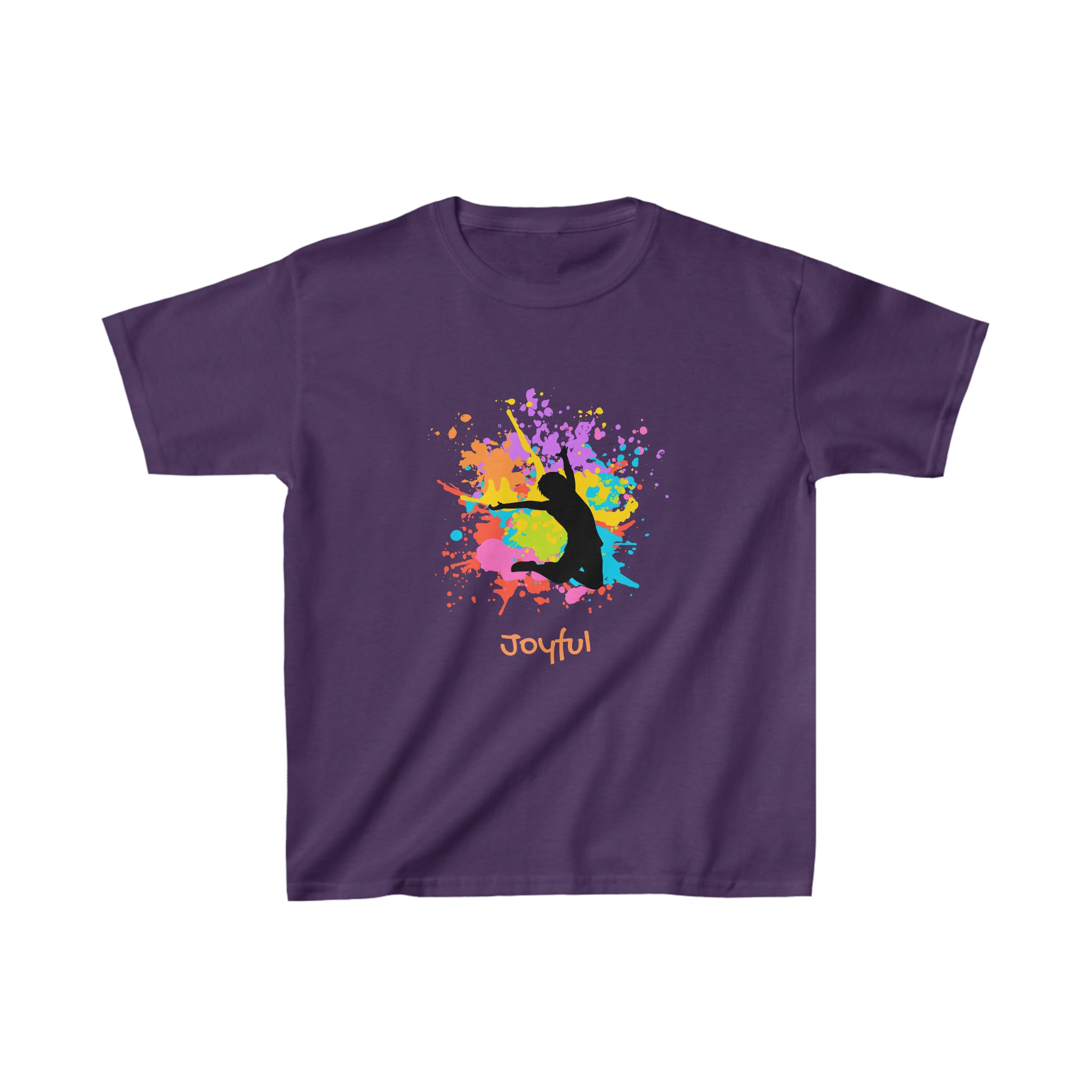 Youth unisex purple  T-Shirts with" Joyful" inspired graphic on front.