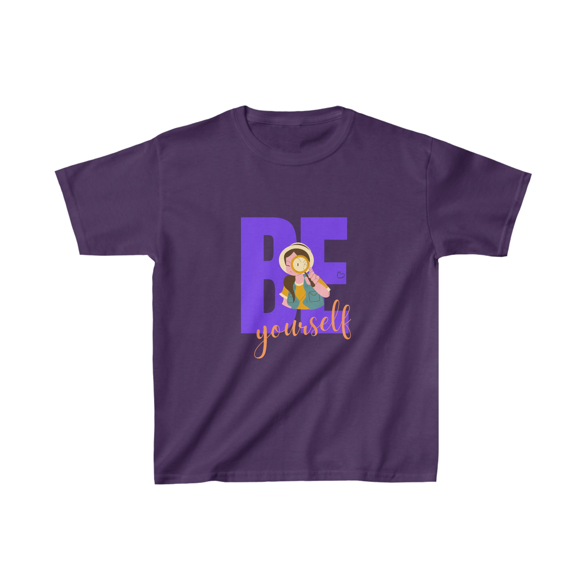 Youth Girls purple T-Shirt with "Be Yourself" motivational graphic on front.
