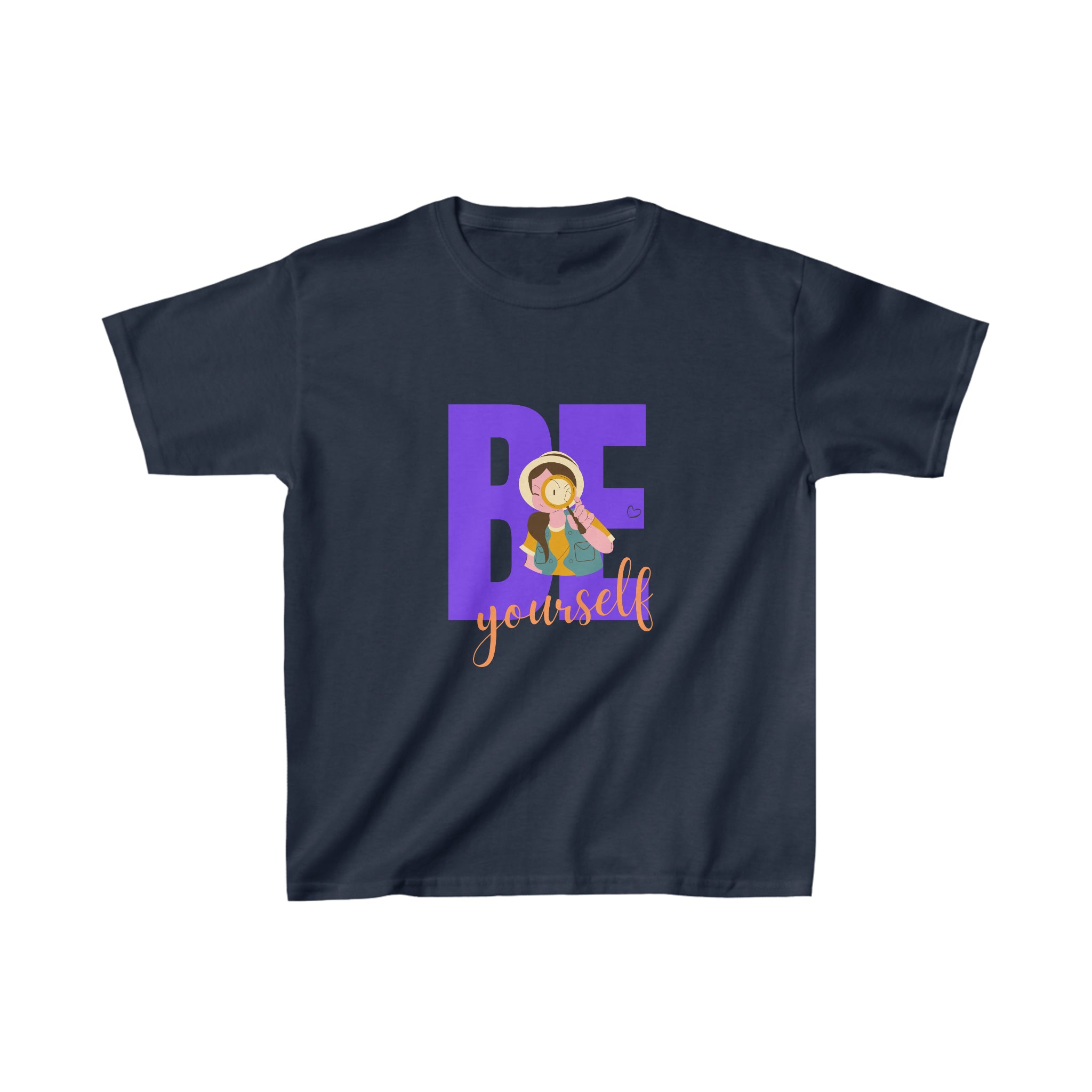 Youth Girls  navy T-Shirt with "Be Yourself" motivational graphic on front.