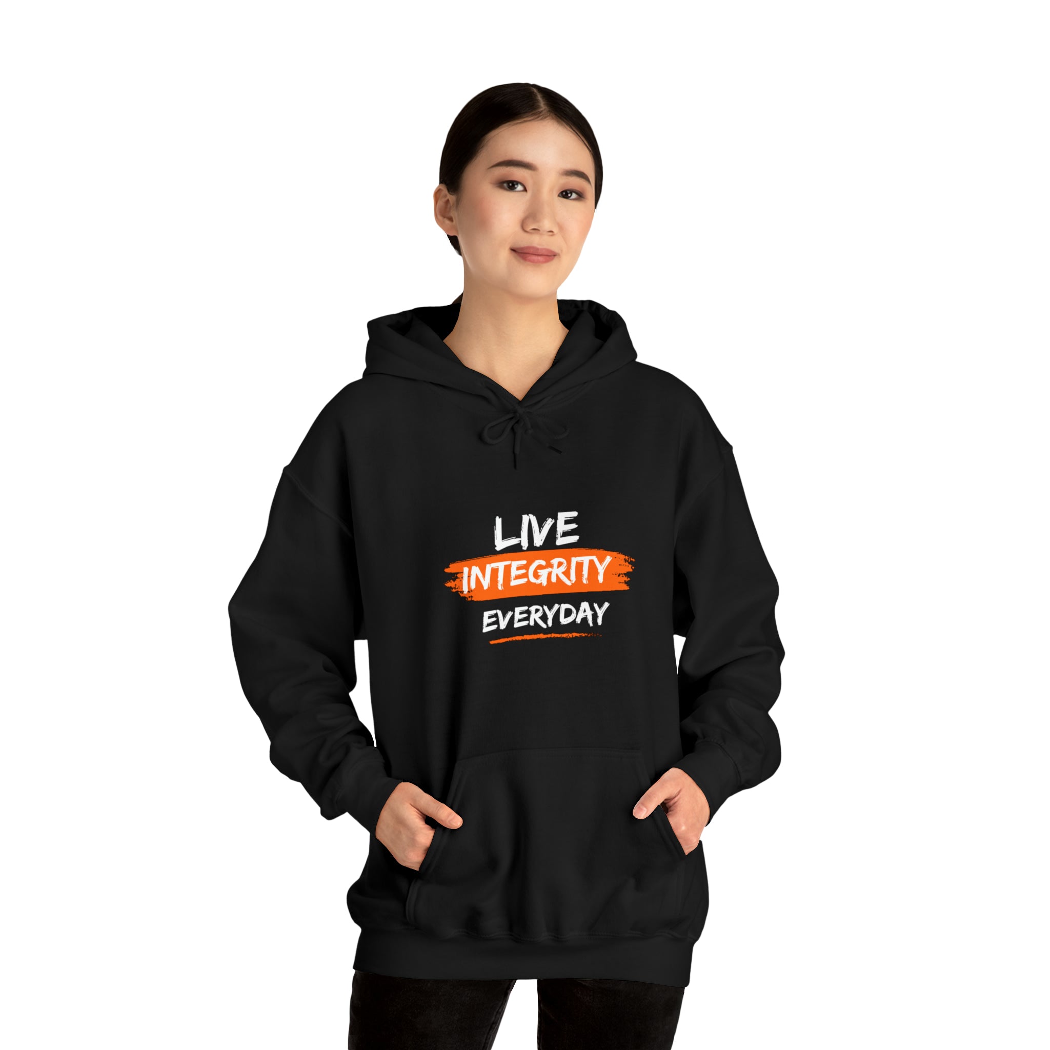 Adult women black hoodie " Live Integrity Everyday" inspired images