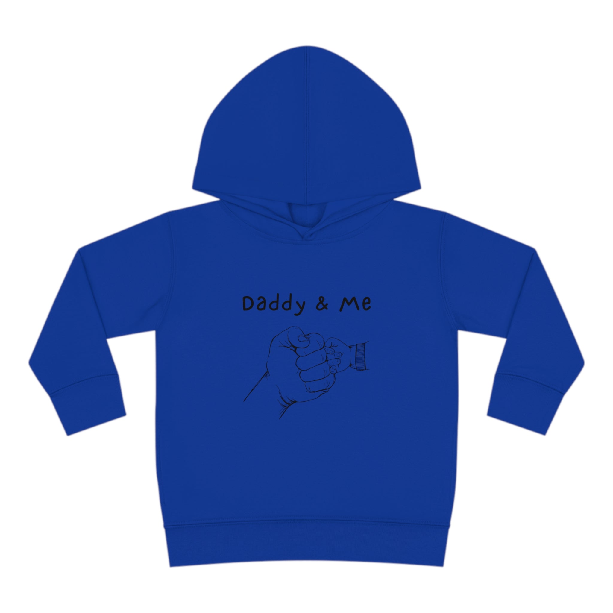 Toddler unisex vintage royal hoodie " Daddy & Me" with fist bumps hands on front.