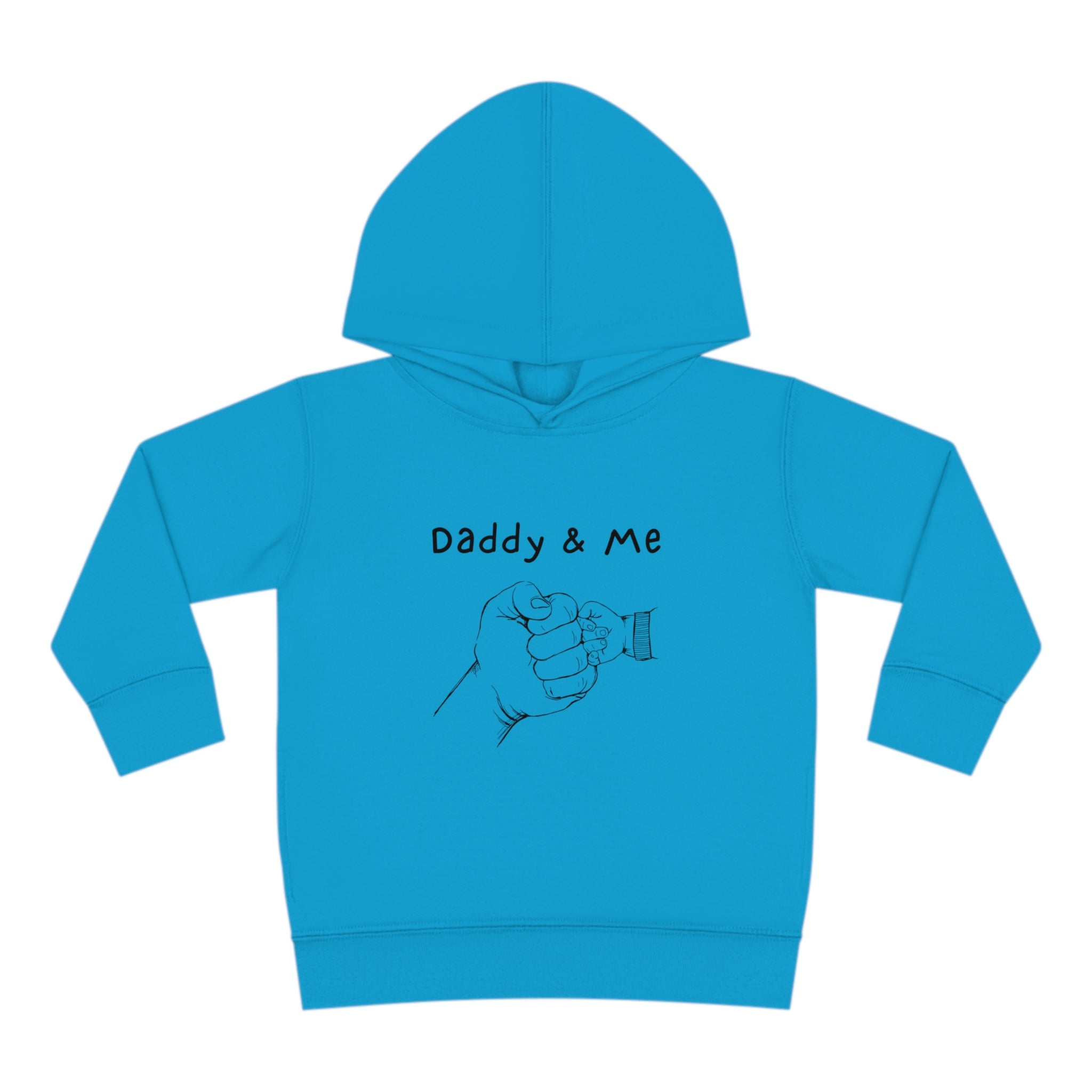 Toddler unisex  turquoise hoodie  " Daddy & Me" with fist bumps hands on front.