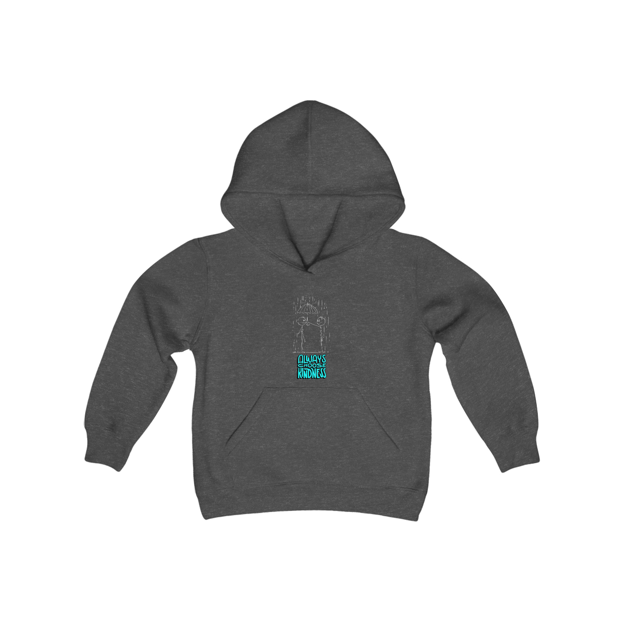 Youth Unisex dark heather hoodie with " Always Choose Kindness" inspired graphic on front.