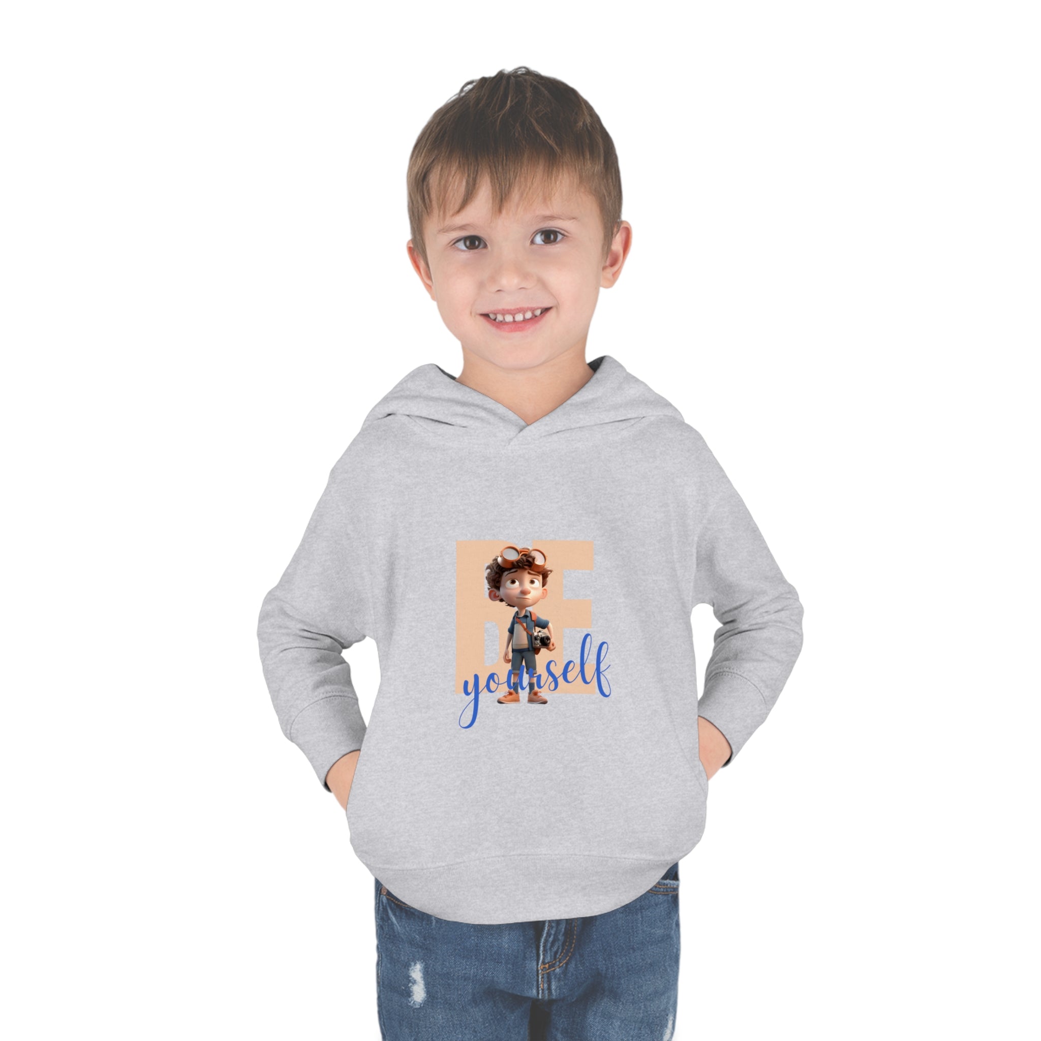 Toddler boy grey hoodie " Be Yourself" Image on front