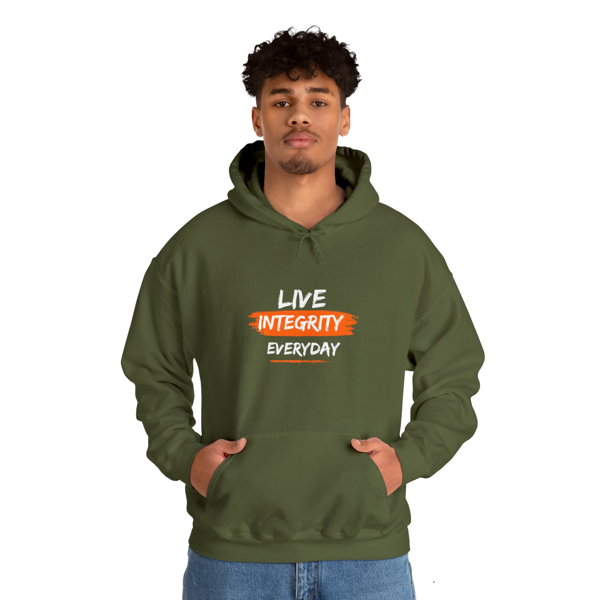 Adult women military green  hoodie " Live Integrity Everyday" inspired images