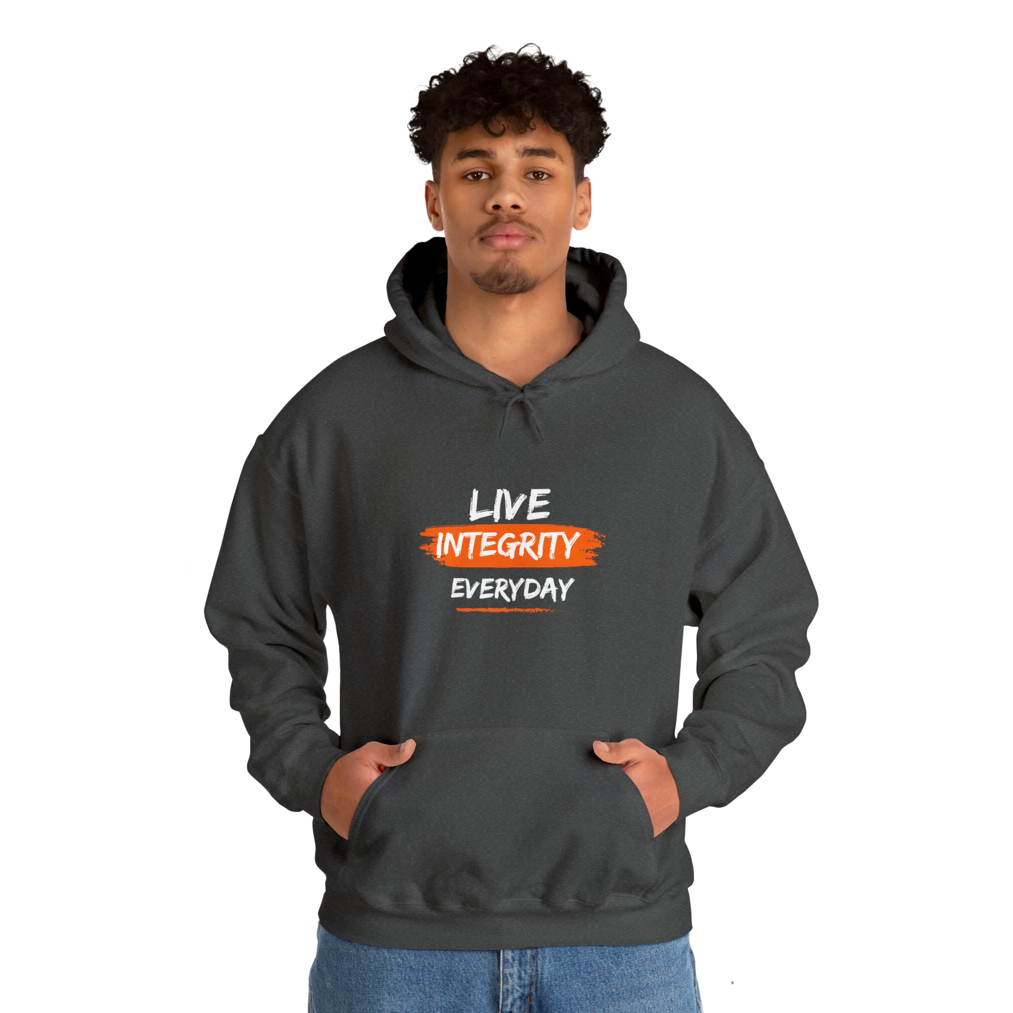 Adult women charcoal  hoodie " Live Integrity Everyday" inspired images