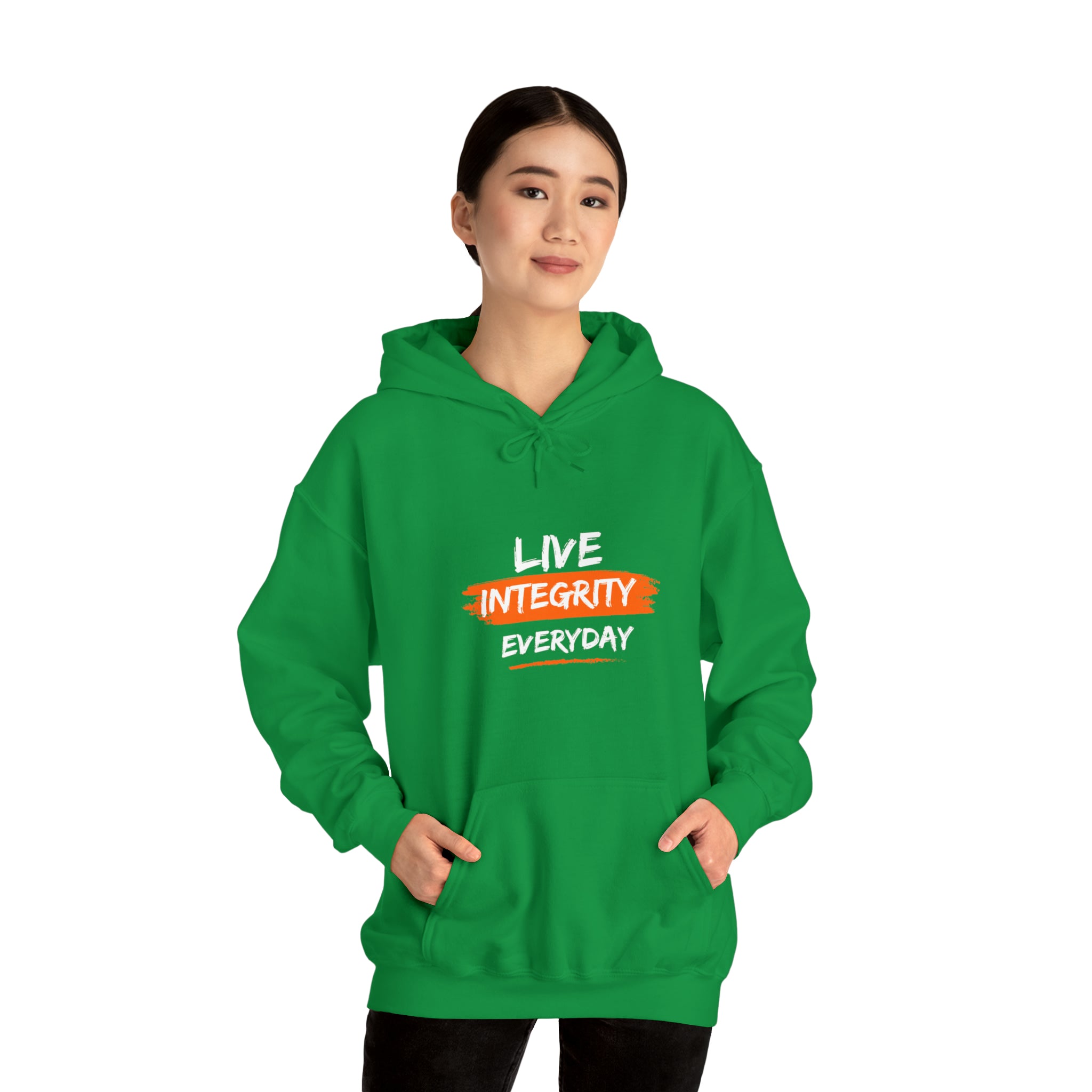 Adult women irish green  hoodie " Live Integrity Everyday" inspired images