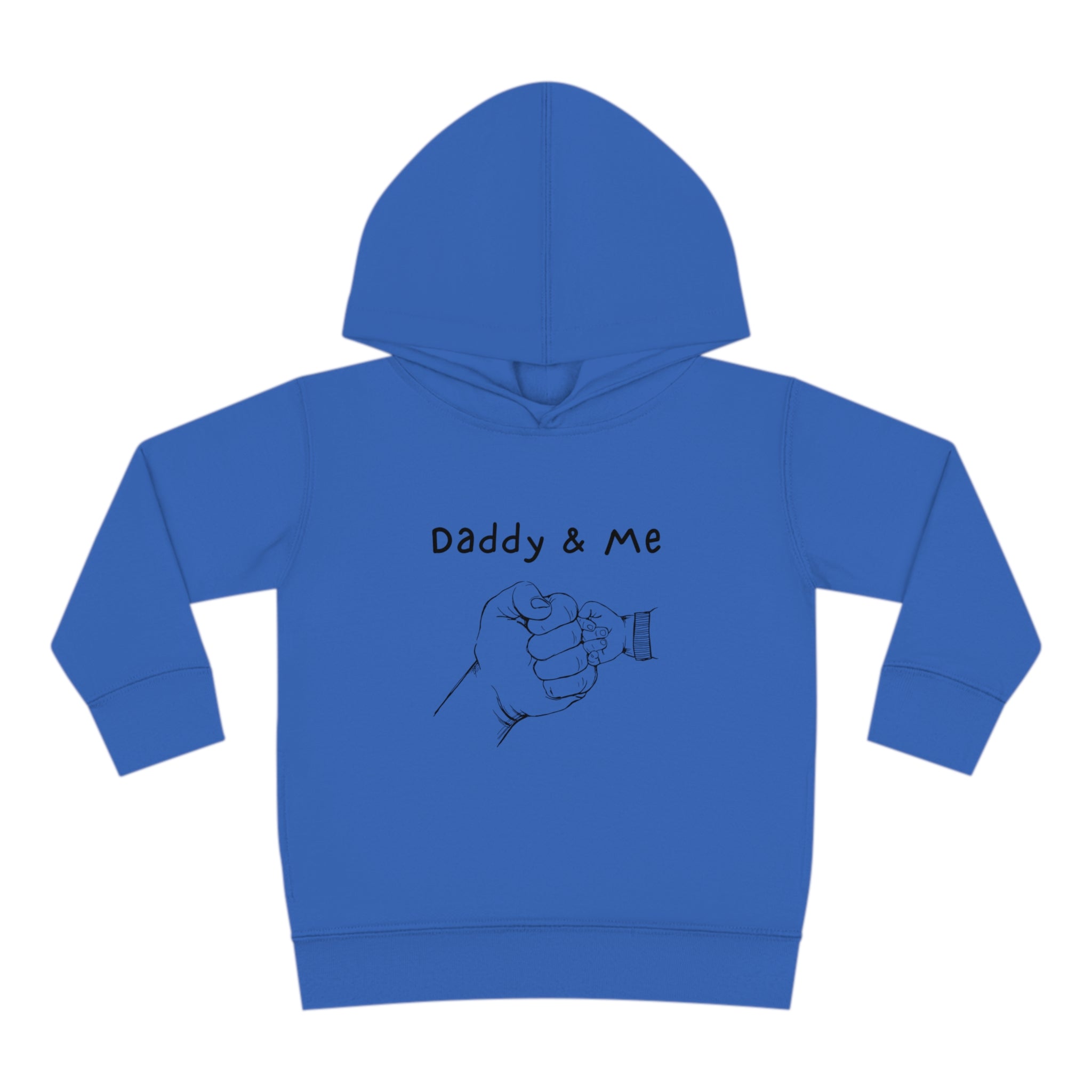 Toddler royal hoodie " Daddy & Me" with fist bumps hands on front.