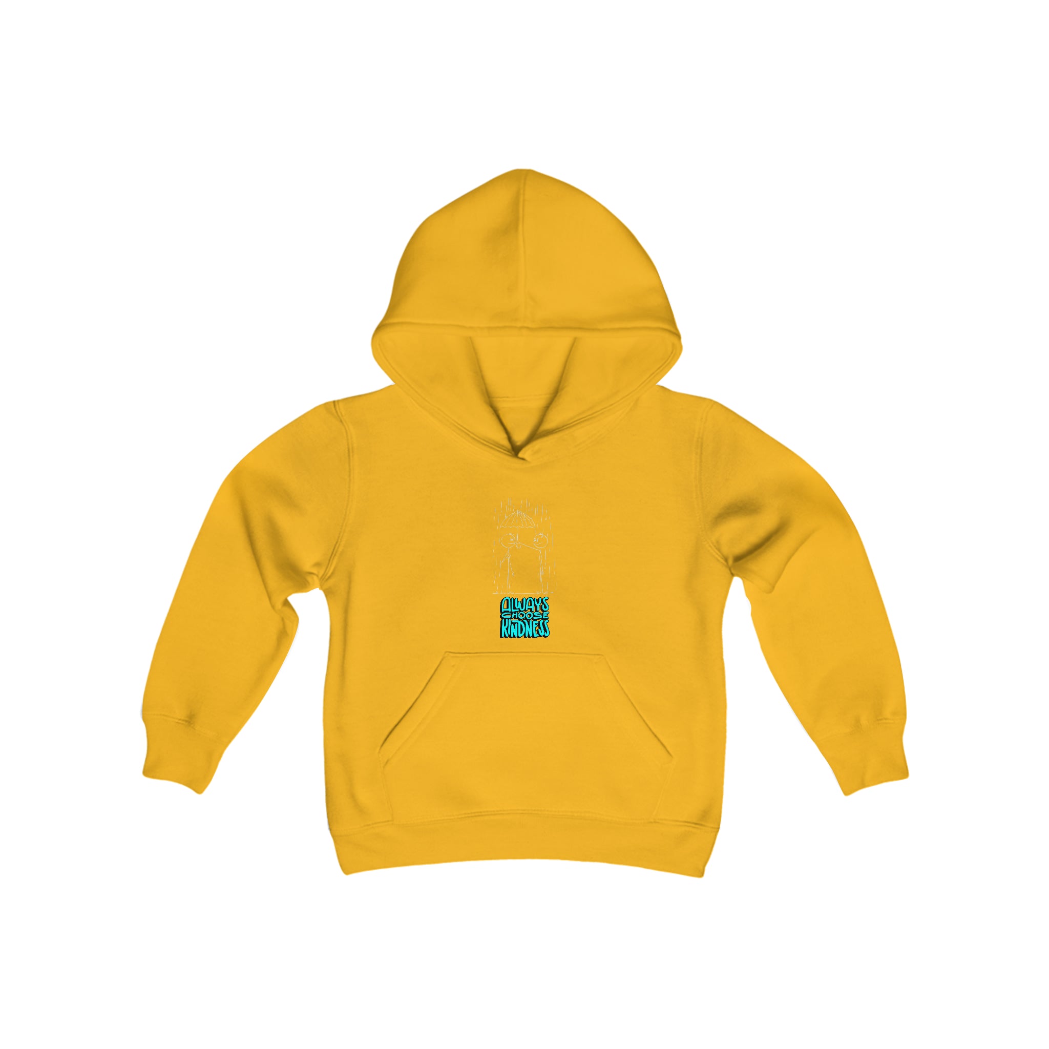 Youth Unisex gold hoodie with " Always Choose Kindness" inspired graphic on front.