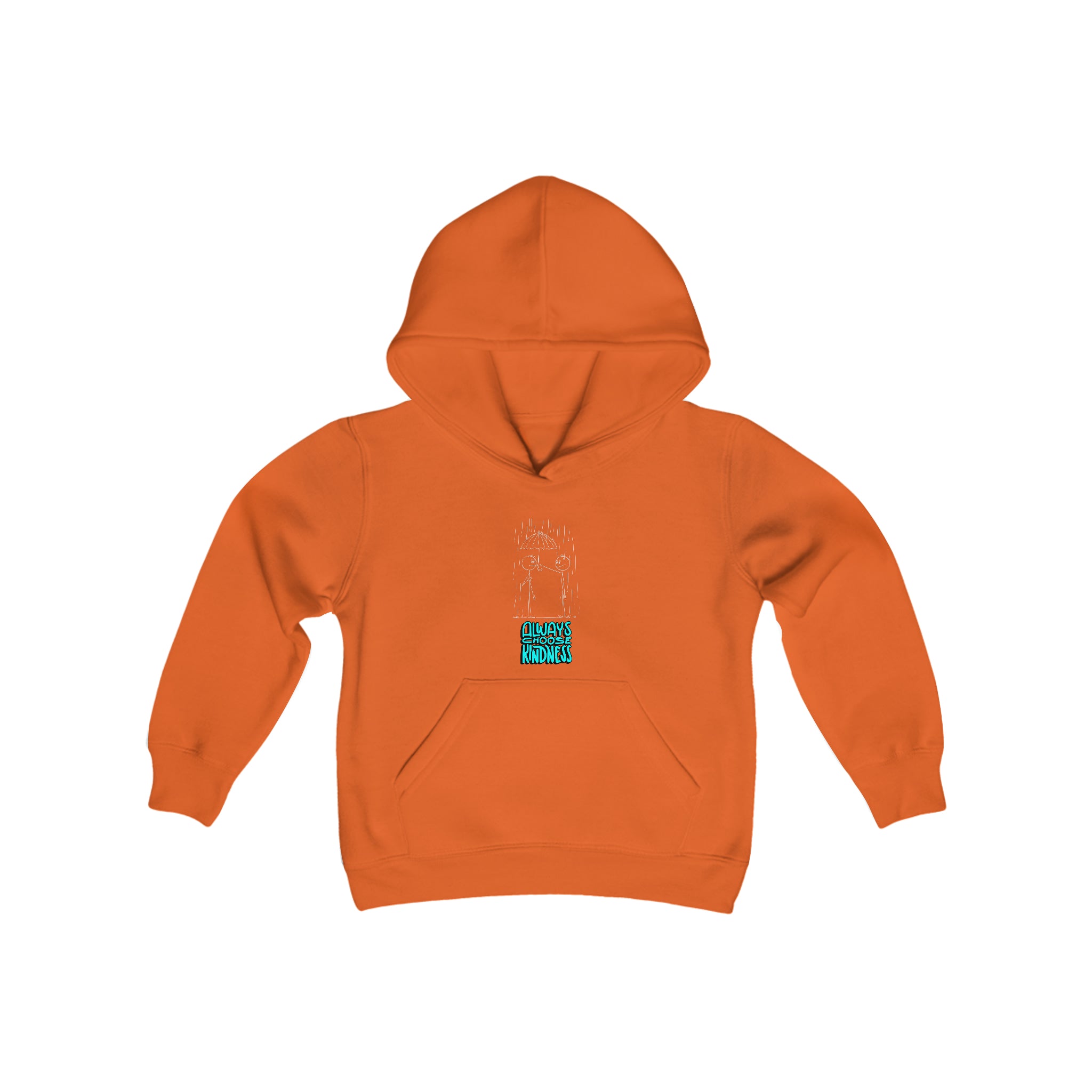 Youth Unisex orange  hoodie with " Always Choose Kindness" inspired graphic on front.