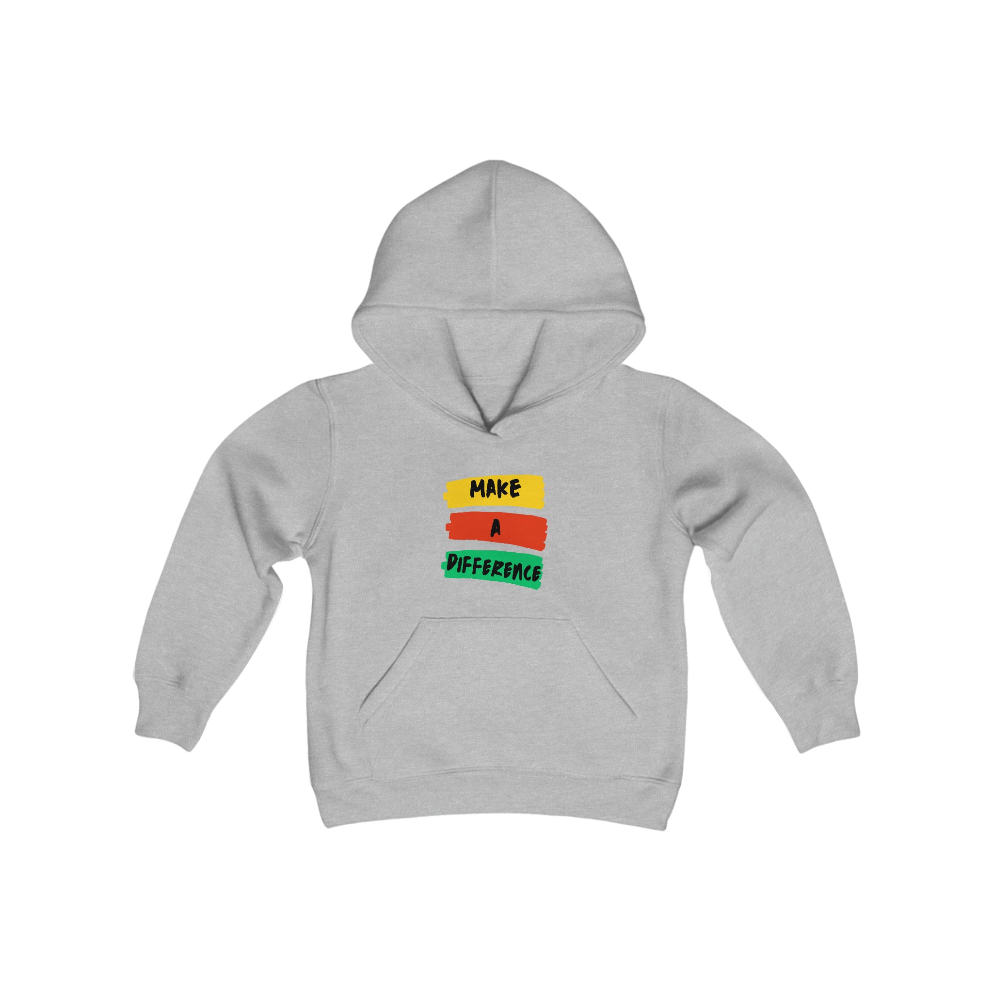 Youth unisex sports grey hoodie " Make A Difference" inspired images.