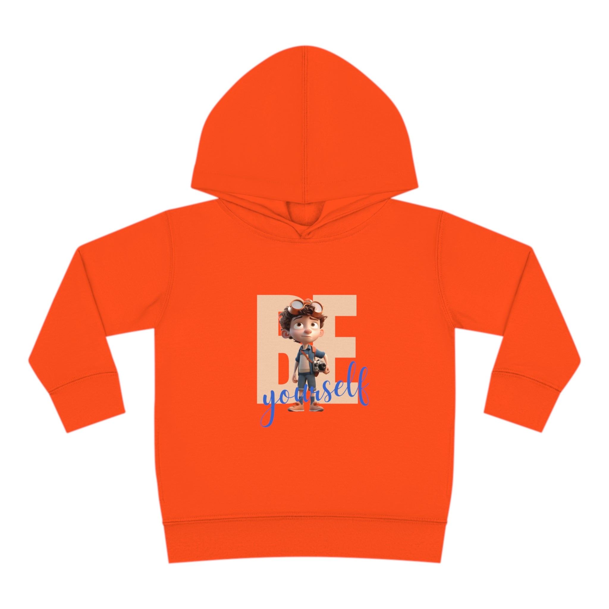Toddler boy  orange hoodie " Be Yourself" Image on front 