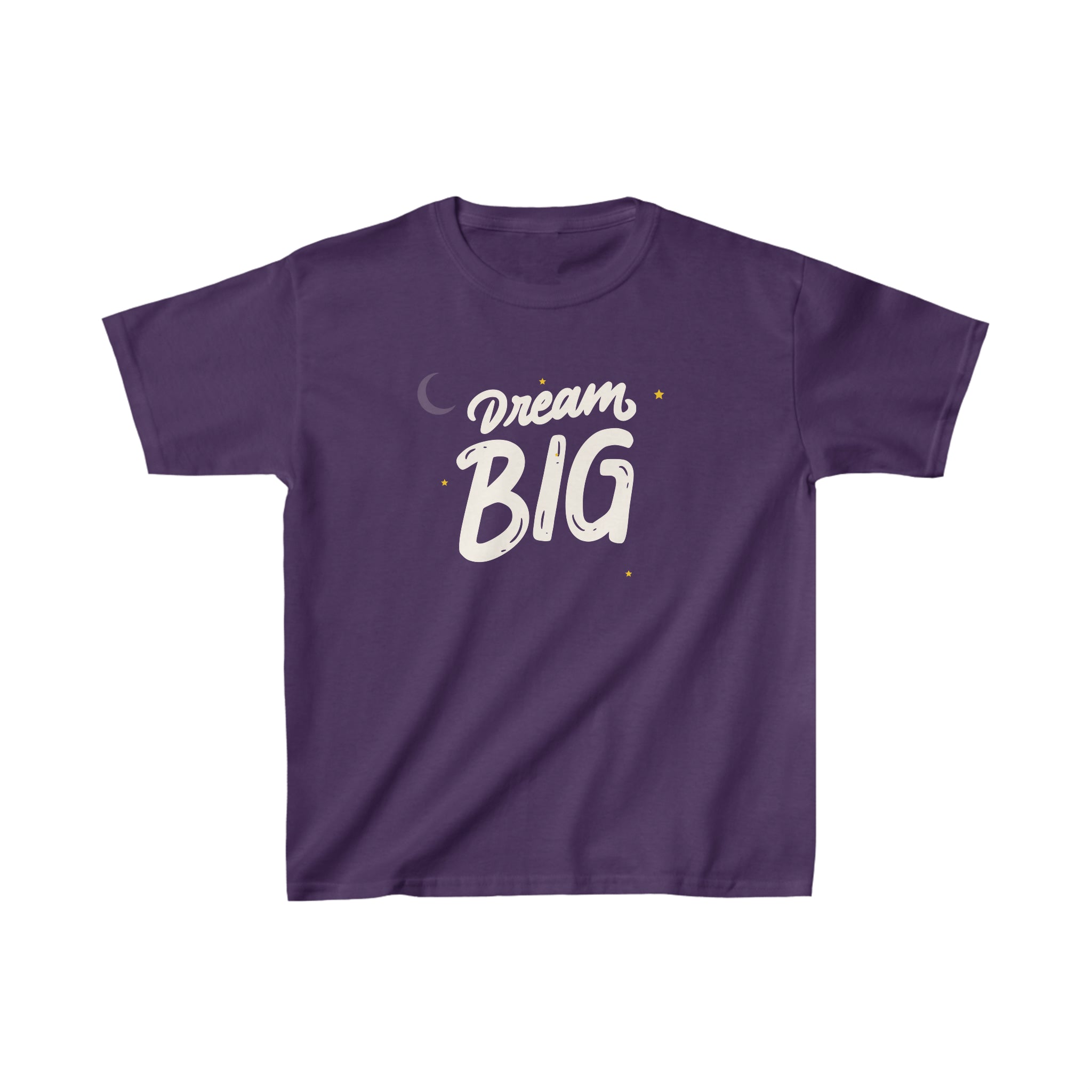 Youth Unisex Purple T-Shirt with Dream Big on front.