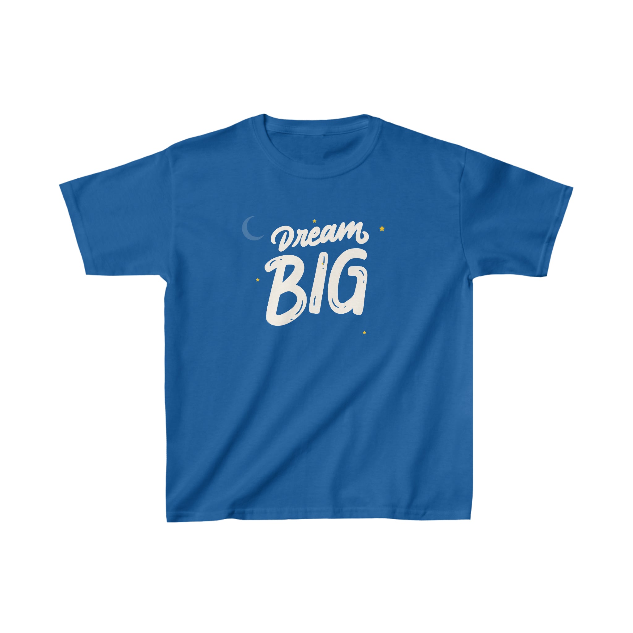 Youth Unisex Royal T-Shirt with Dream Big on front.