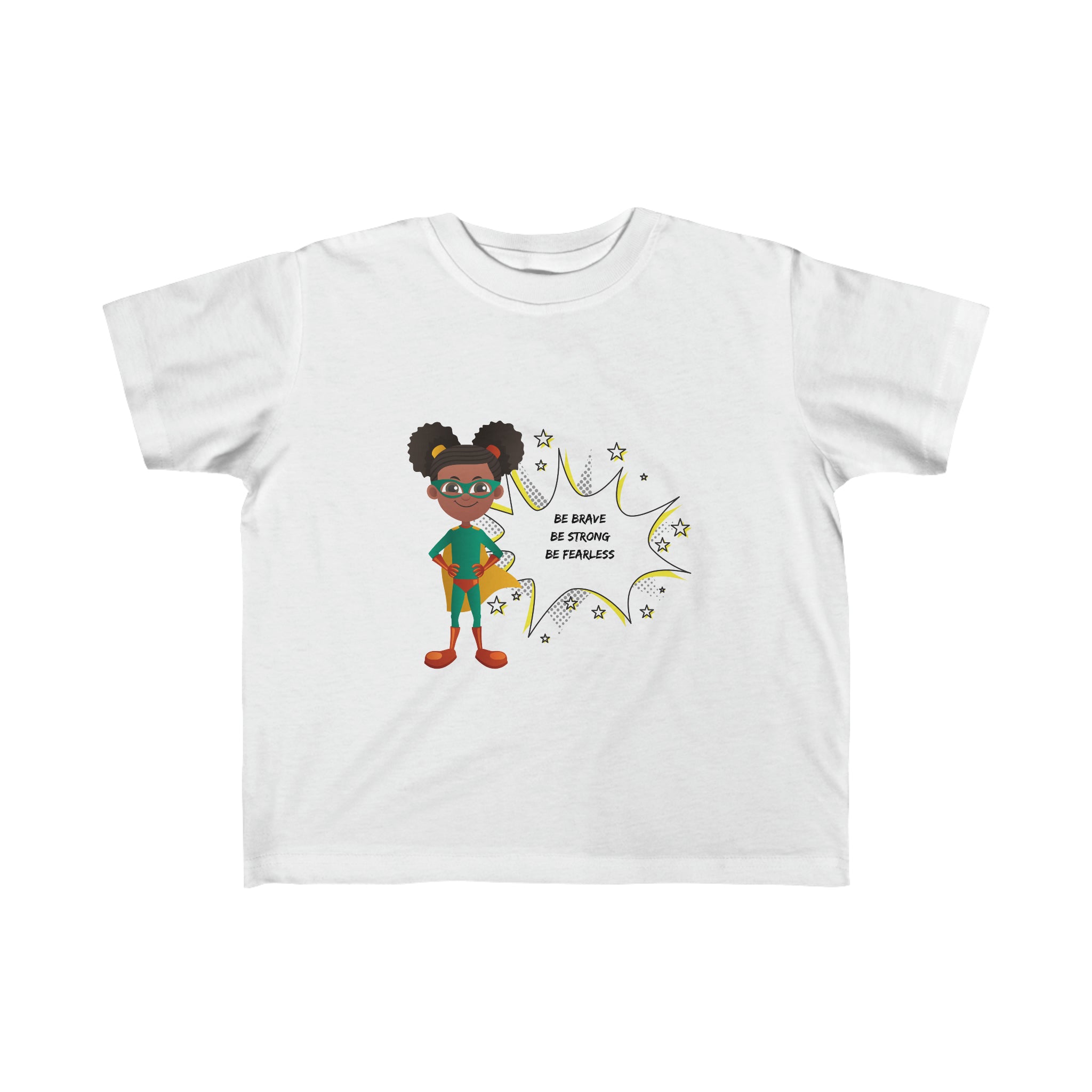 Toddler Girls white "Be Bold Be Strong Be Fearless " Superhero inspired T-Shirt