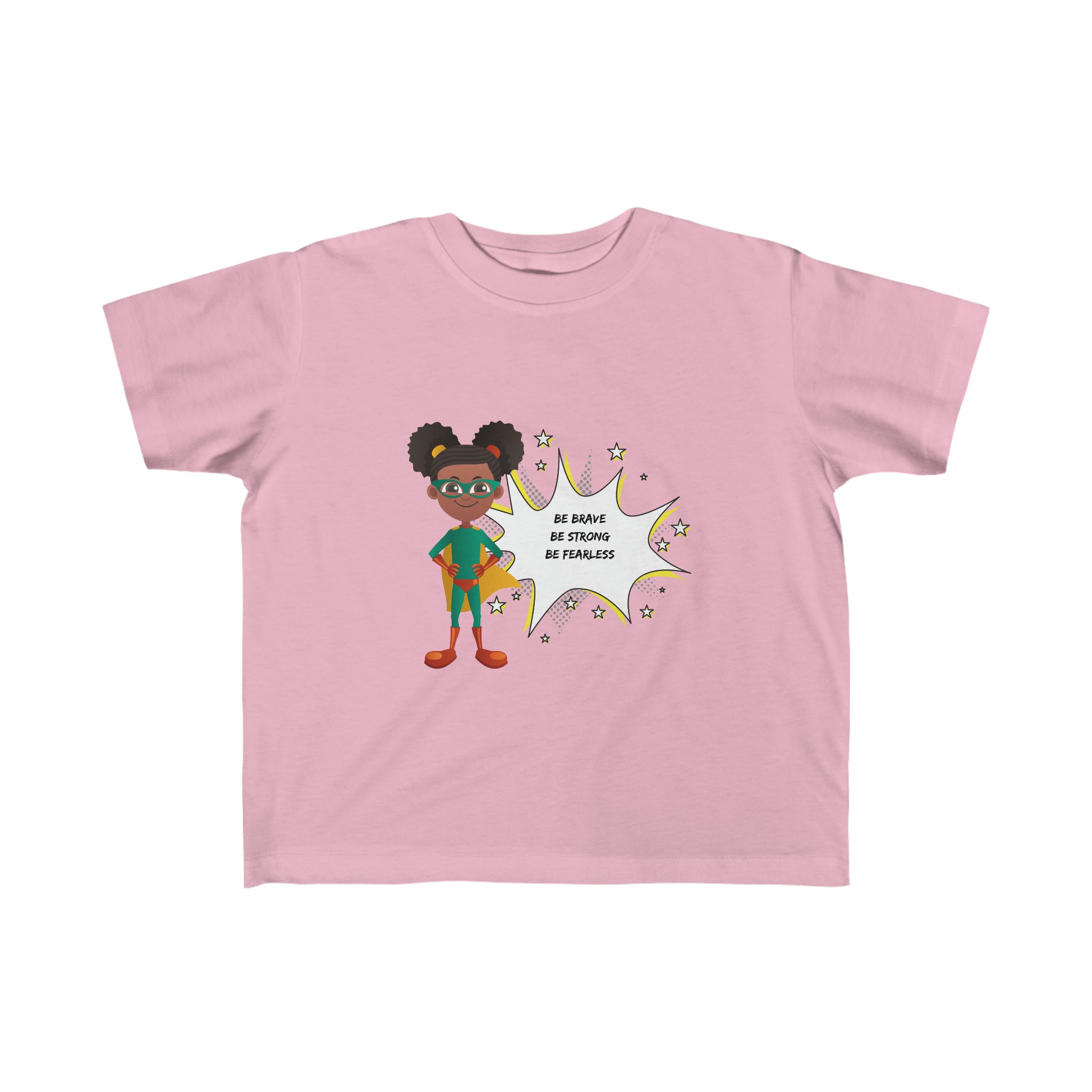 Toddler Girls pink  "Be Bold Be Strong Be Fearless " Superhero inspired T-Shirt