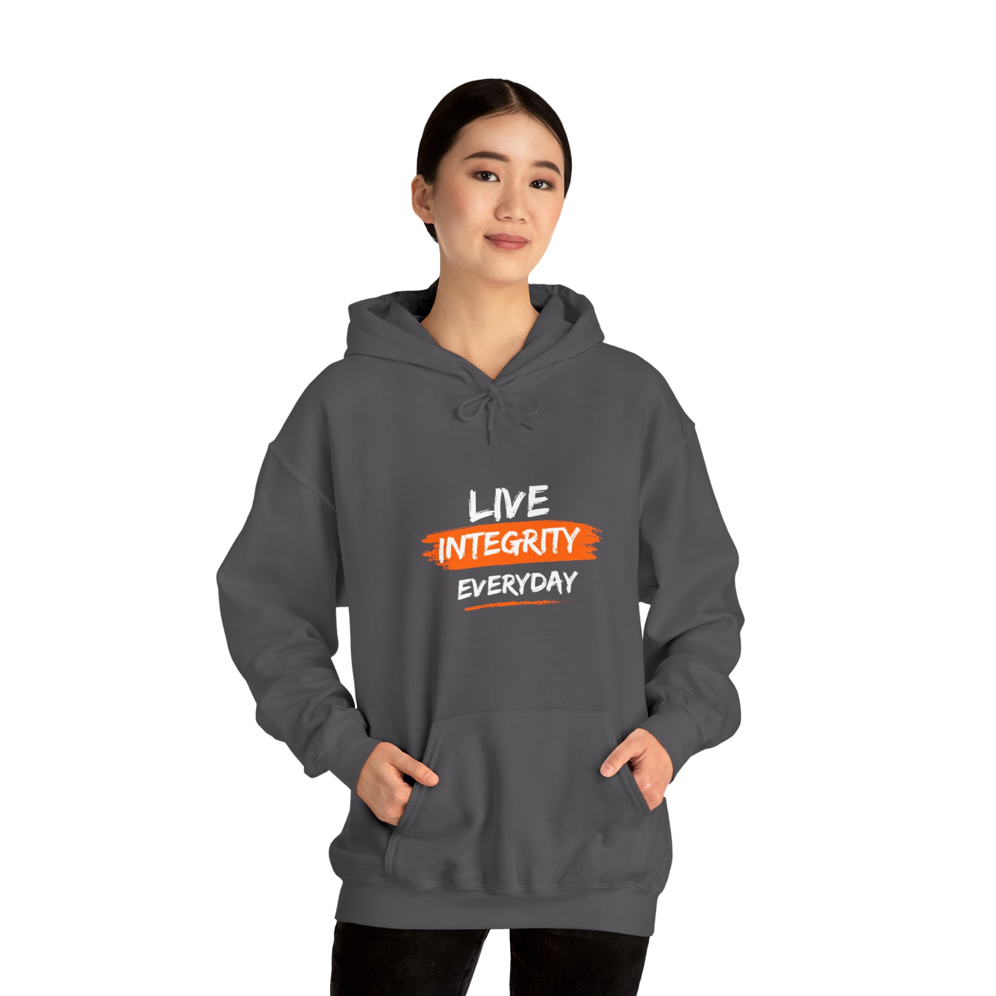 Adult women sports grey  hoodie " Live Integrity Everyday" inspired images