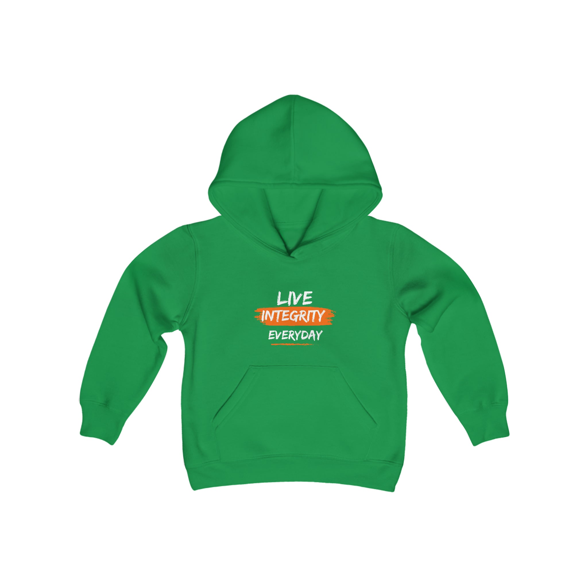 Youth unisex irish green hoodie " Live Integrity Everyday" inspired images