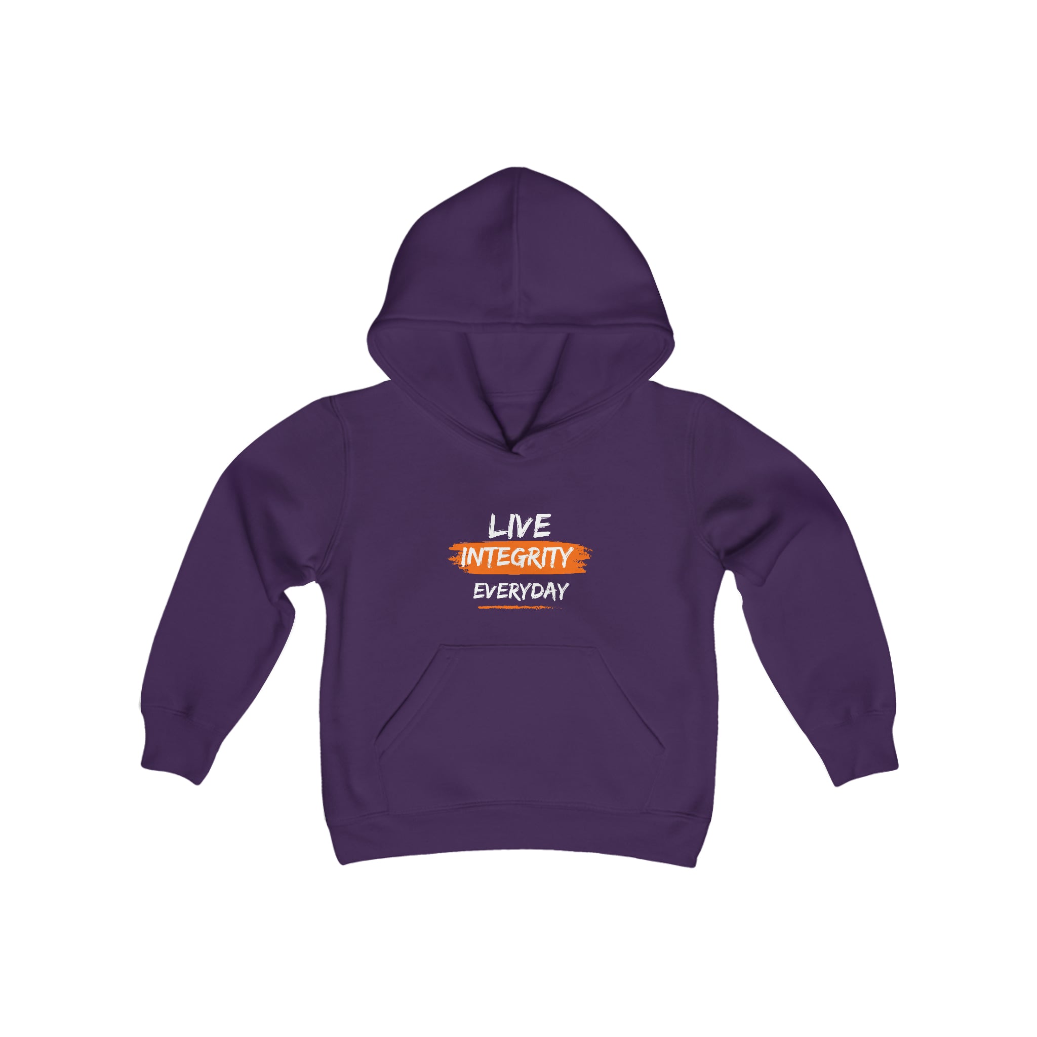 Youth unisex purple  hoodie " Live Integrity Everyday" inspired images