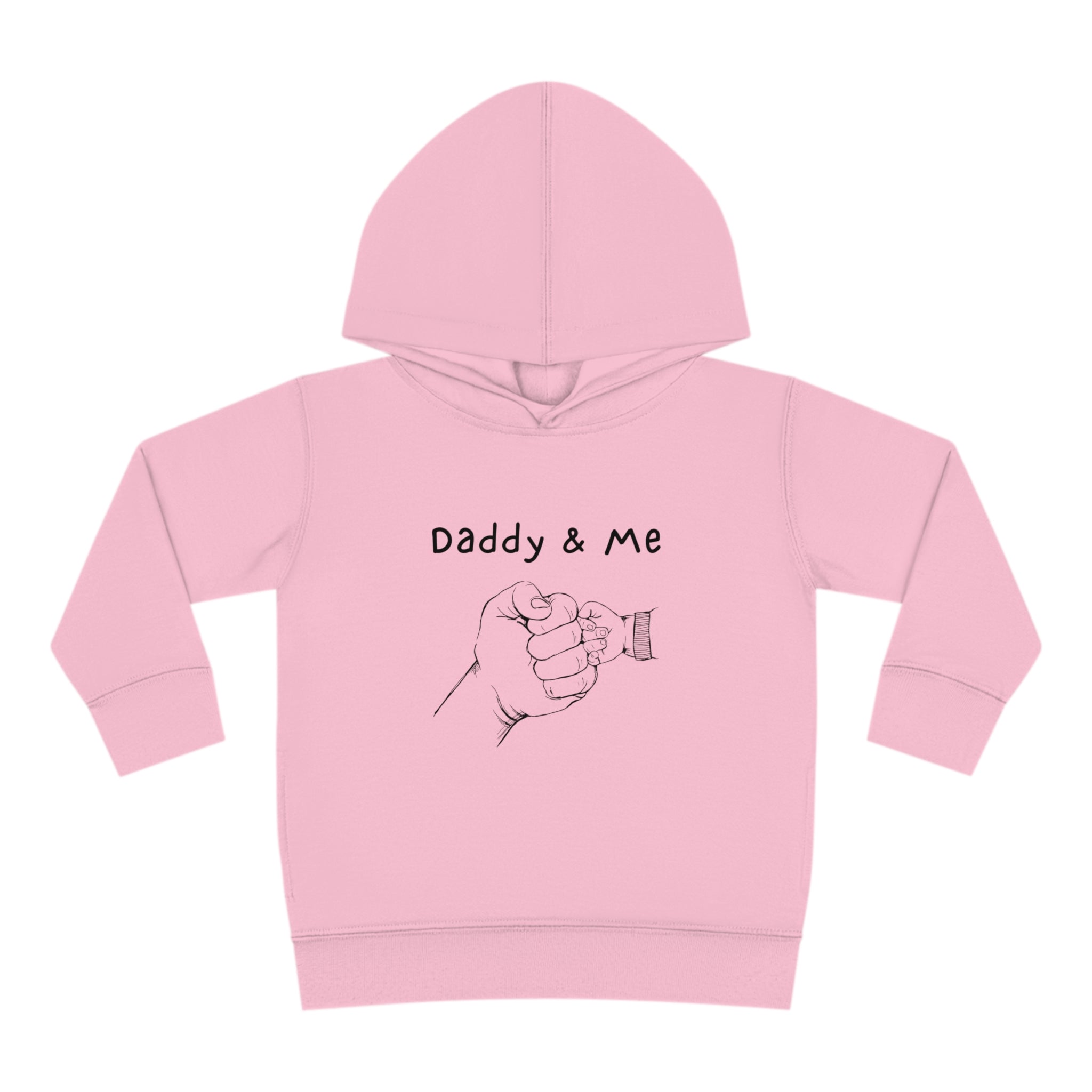 Toddler unisex light pink hoodie " Daddy & Me" with fist bumps hands on front.
