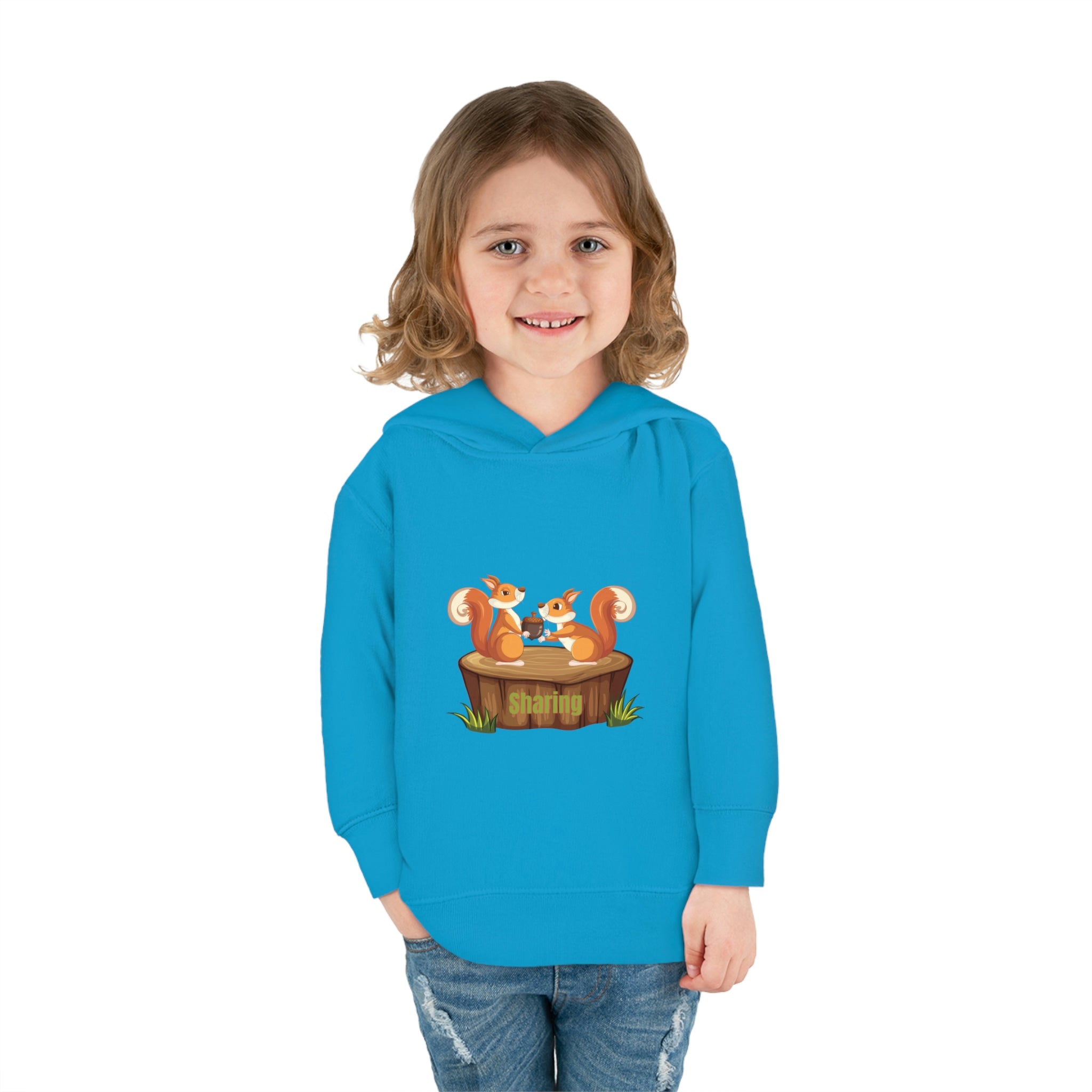 Child Model, Turquoise, Sharing Toddler Hoodie