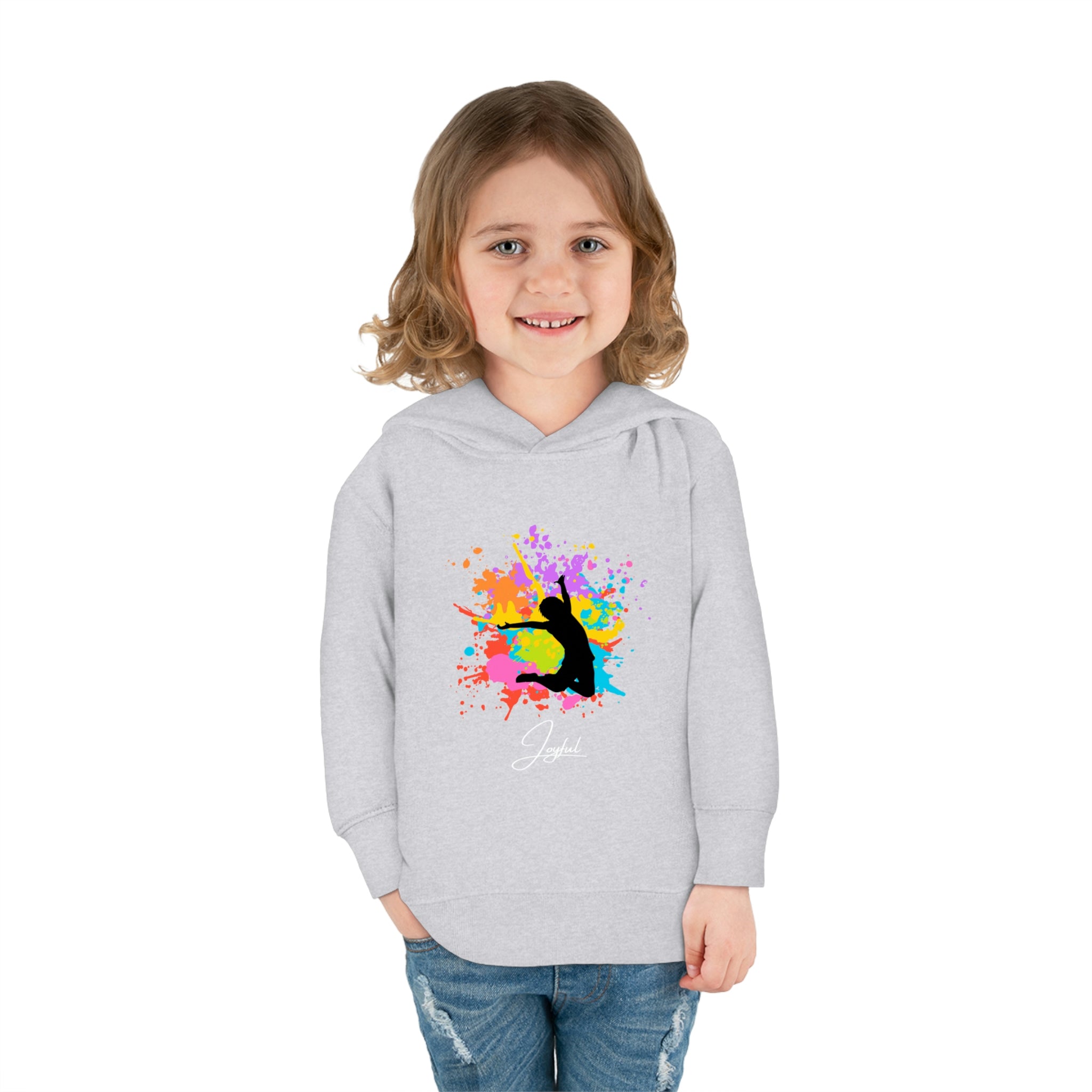 Child Model, White Joyful Hoodie Toddlers Unisex Hoodie 